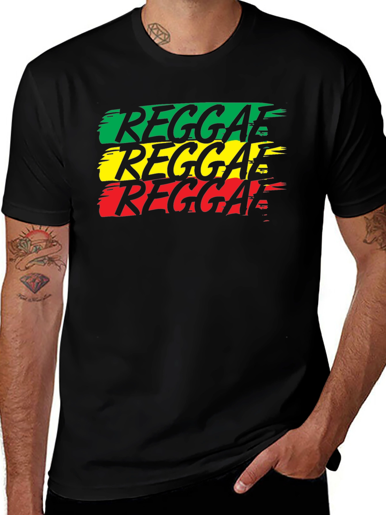 Variant 15 of Reggae Rasta T-Shirt - Green Yellow Red