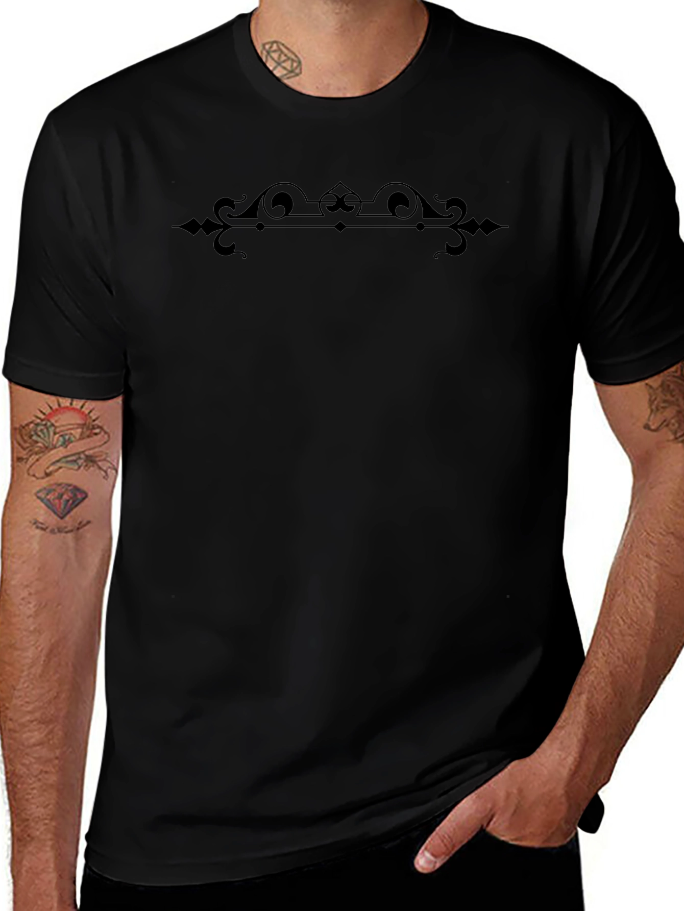 Elegant Black Embellished T-Shirt