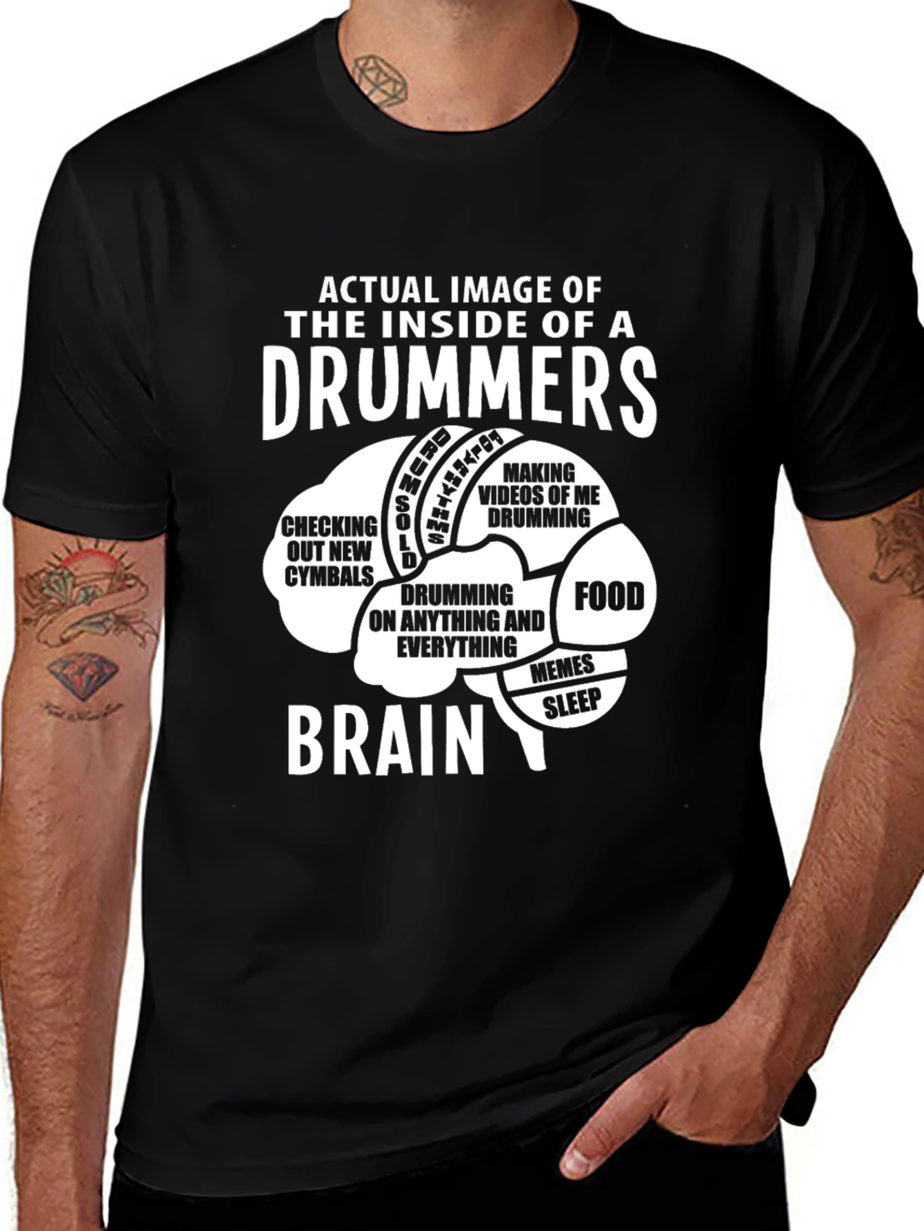 Variant 15 of Drummer Brain T-Shirt - Funny Music Lover Tee