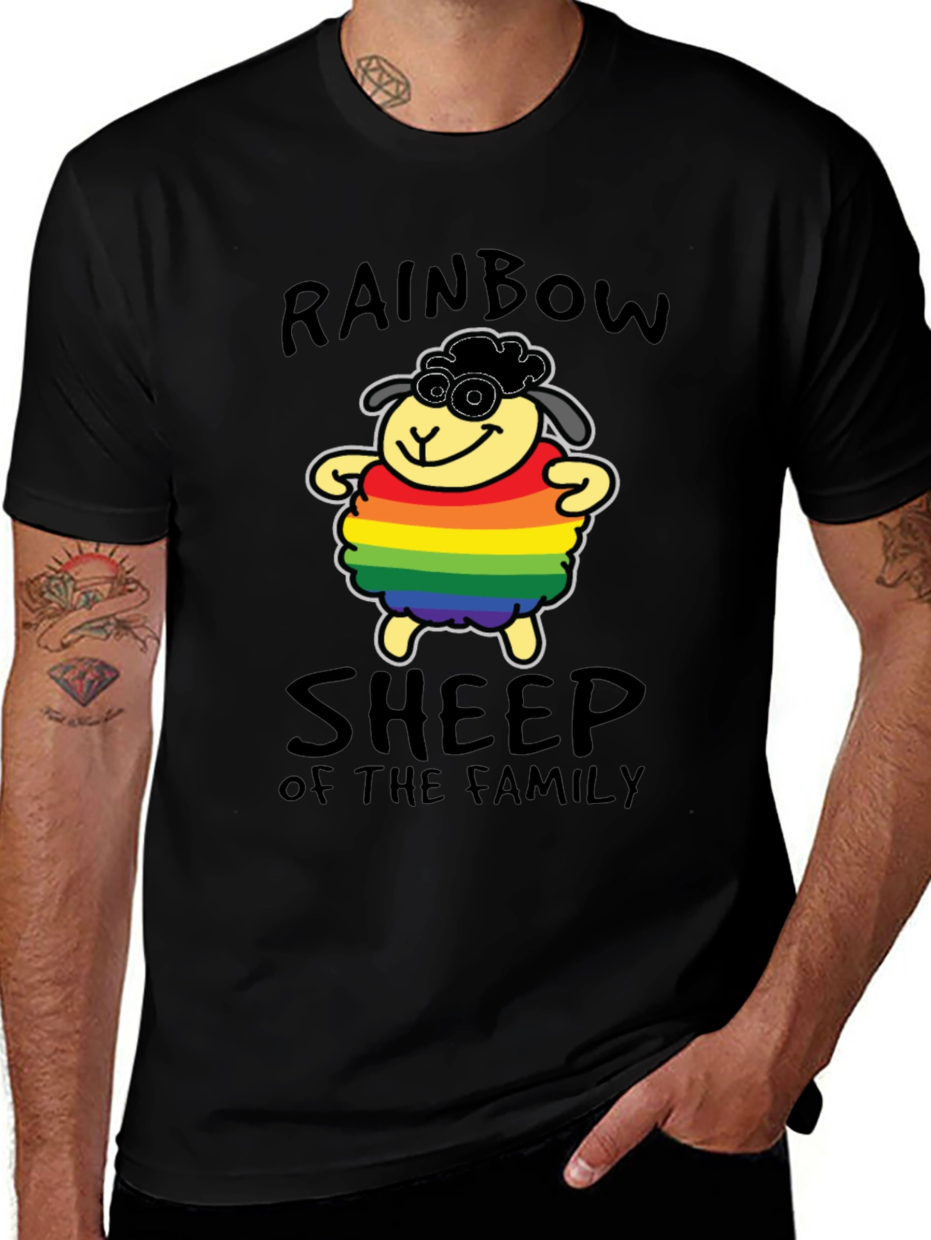 Black Rainbow Sheep Pride T-Shirt main image