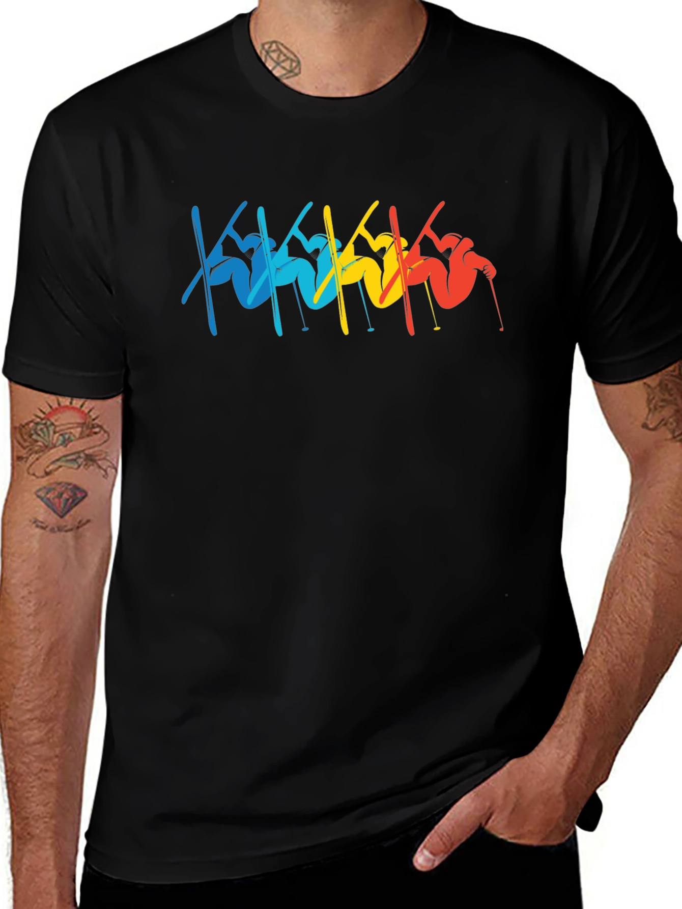 Variant 11 of Retro Skiing T-Shirt - Black