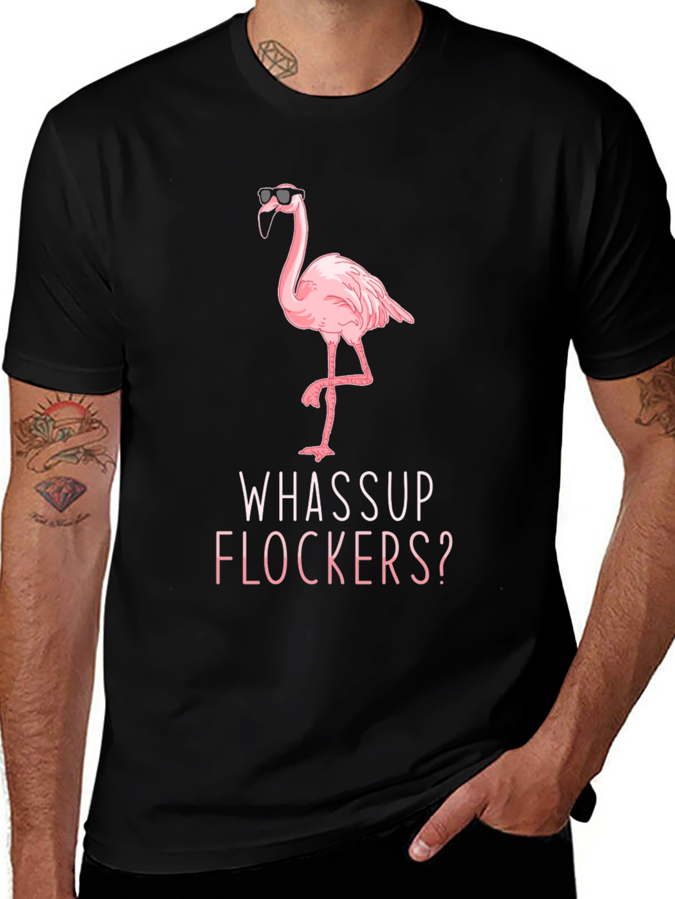 Variant 19 of Whassup Flockers? Flamingo T-Shirt - Cool & Funny