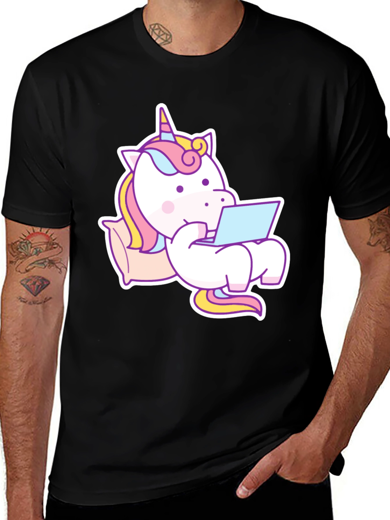 Variant 4 of Unicorn Laptop Graphic Tee - Relaxed Comfort