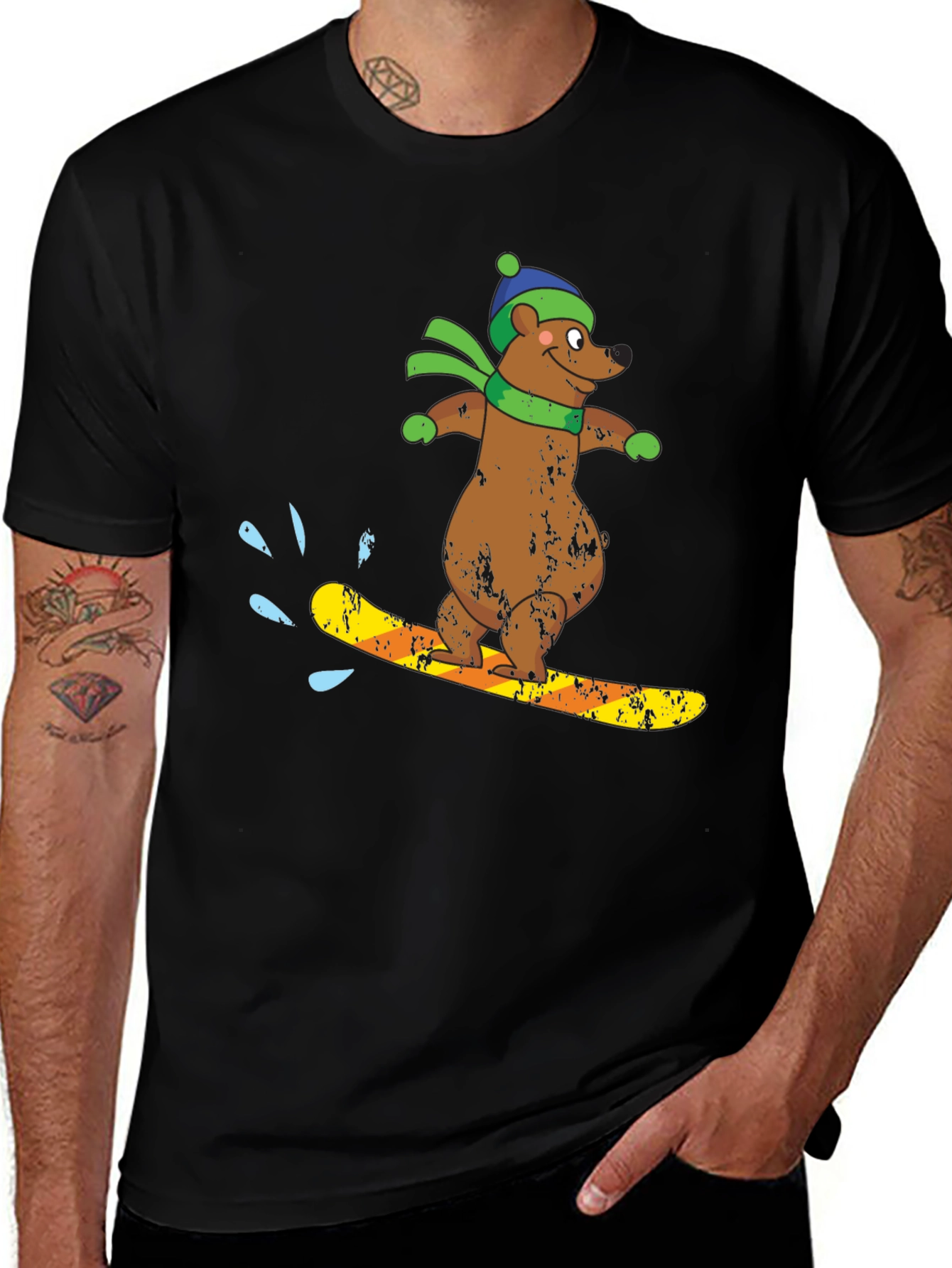 Variant 16 of Snowboarding Bear Graphic Tee