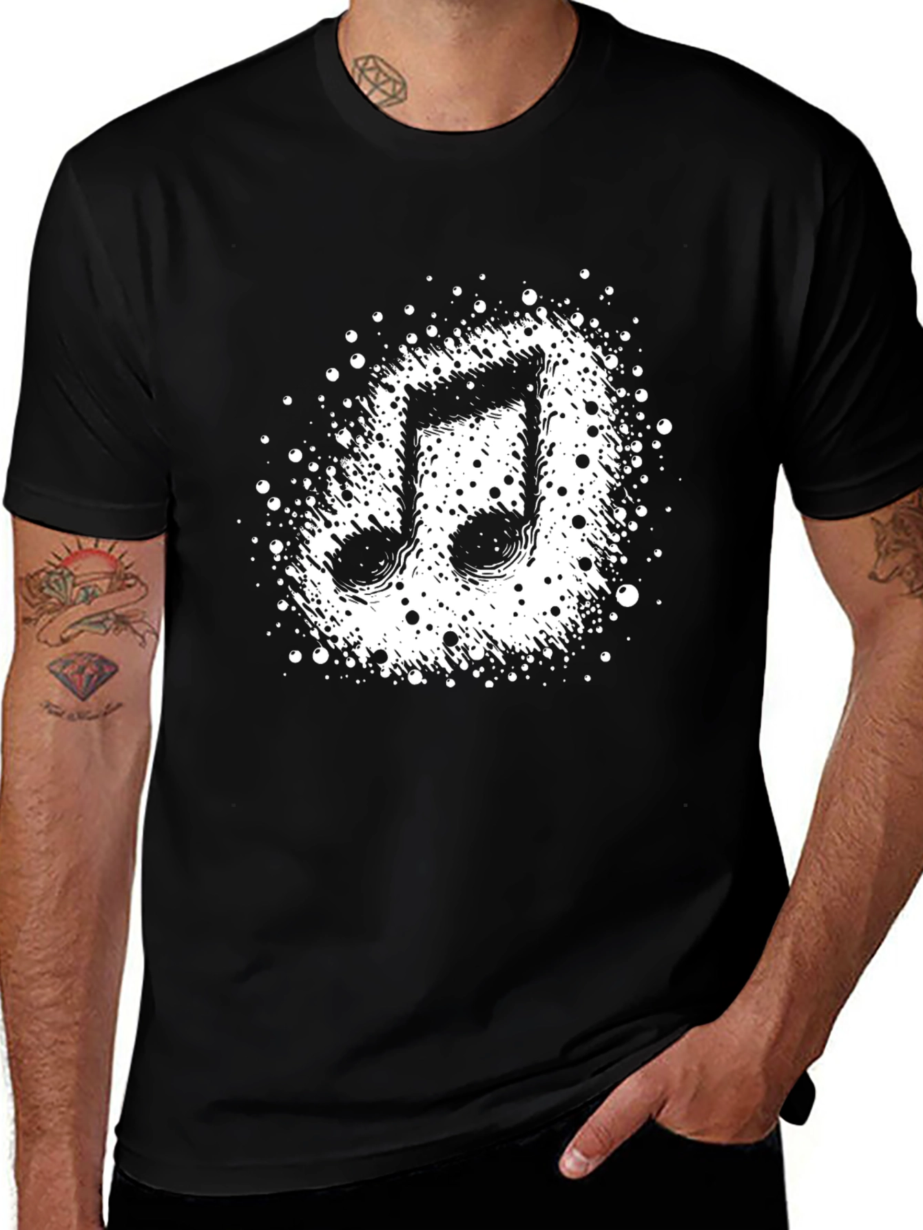 Variant 12 of Musical Note Graphic Black T-Shirt