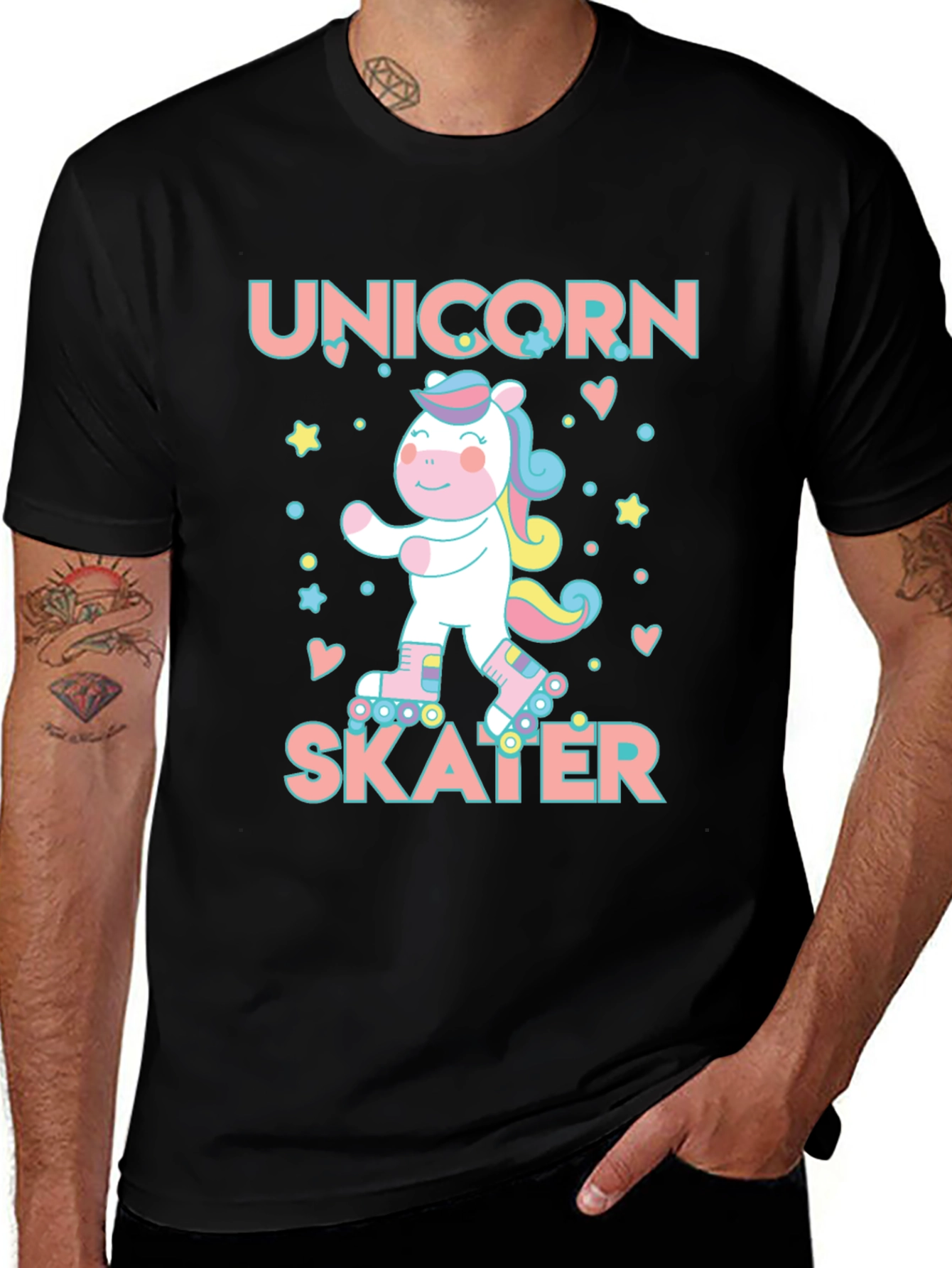 Variant 7 of Unicorn Skater Graphic Tee - Black T-Shirt
