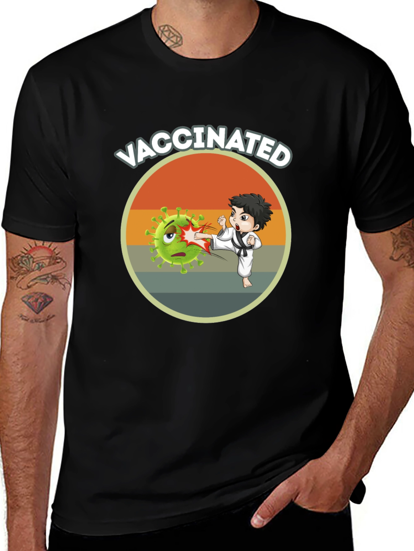 Variant 25 of Vaccinated Karate Kick T-Shirt