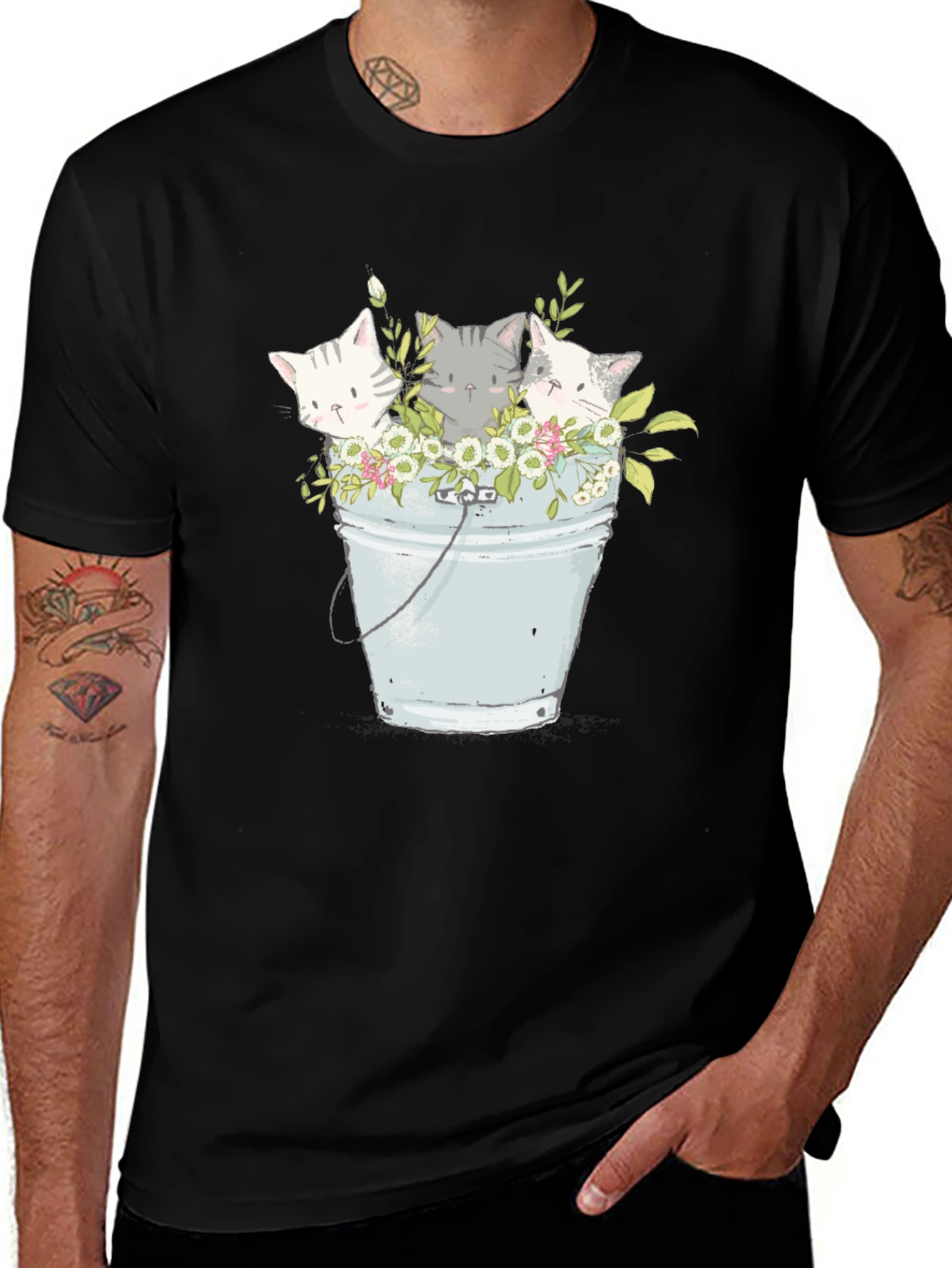 Variant 8 of Kitten Bucket Graphic Tee - Cute Cat Lover's Shirt