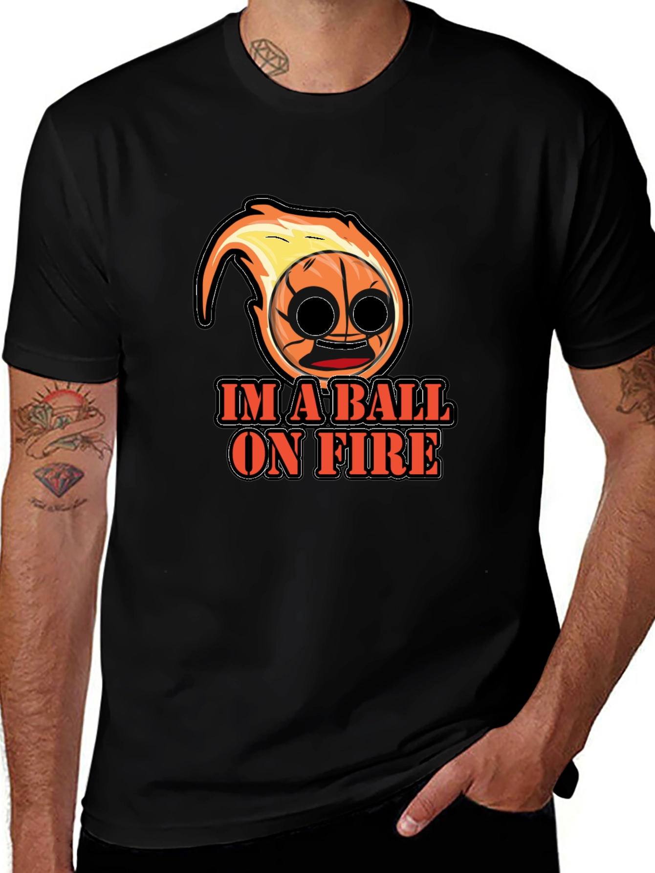 Variant 18 of Im a Ball On Fire Graphic Tee - Black Cotton Blend
