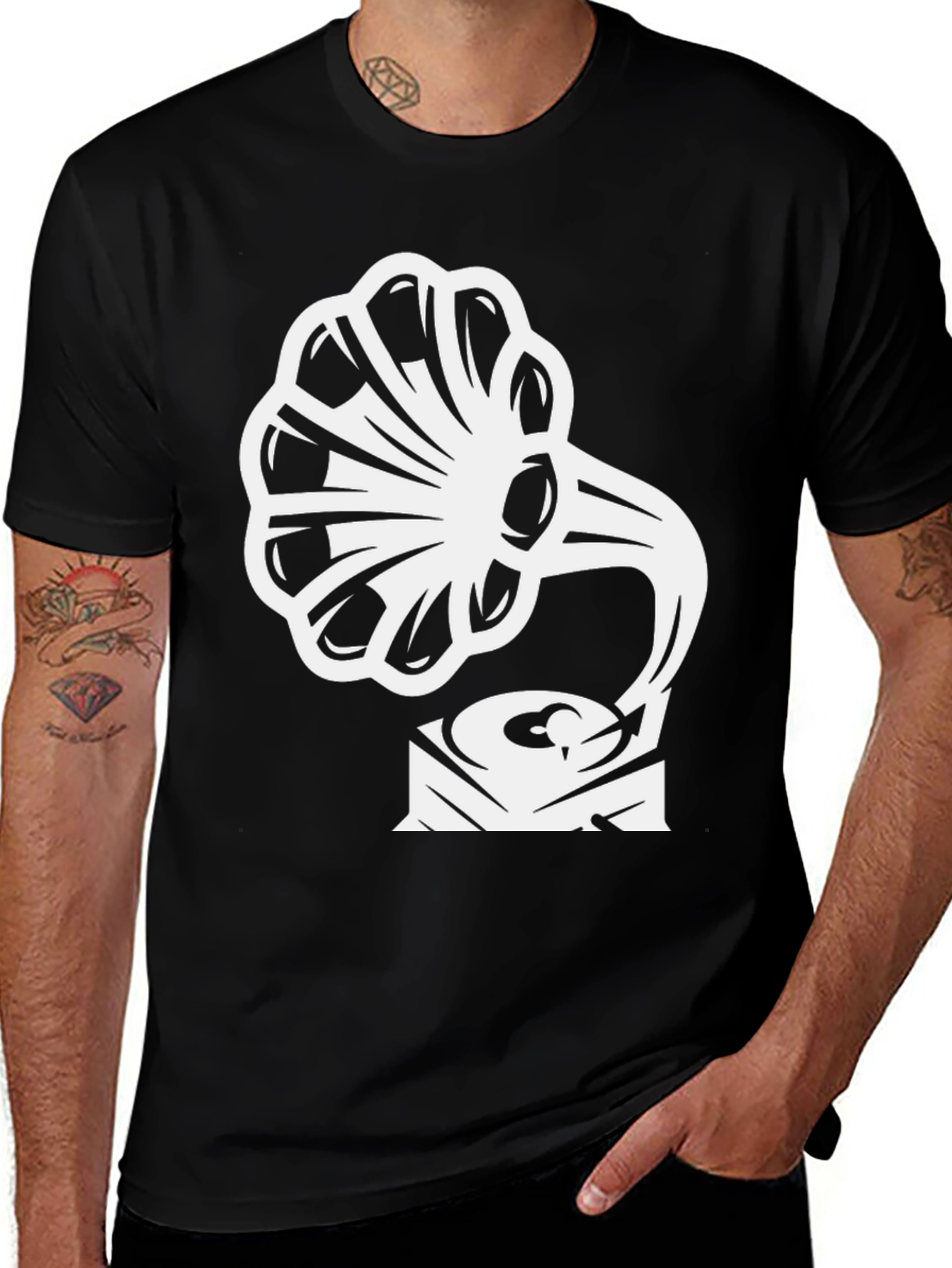 Variant 2 of Retro Phonograph Graphic Tee - Vintage Music Style