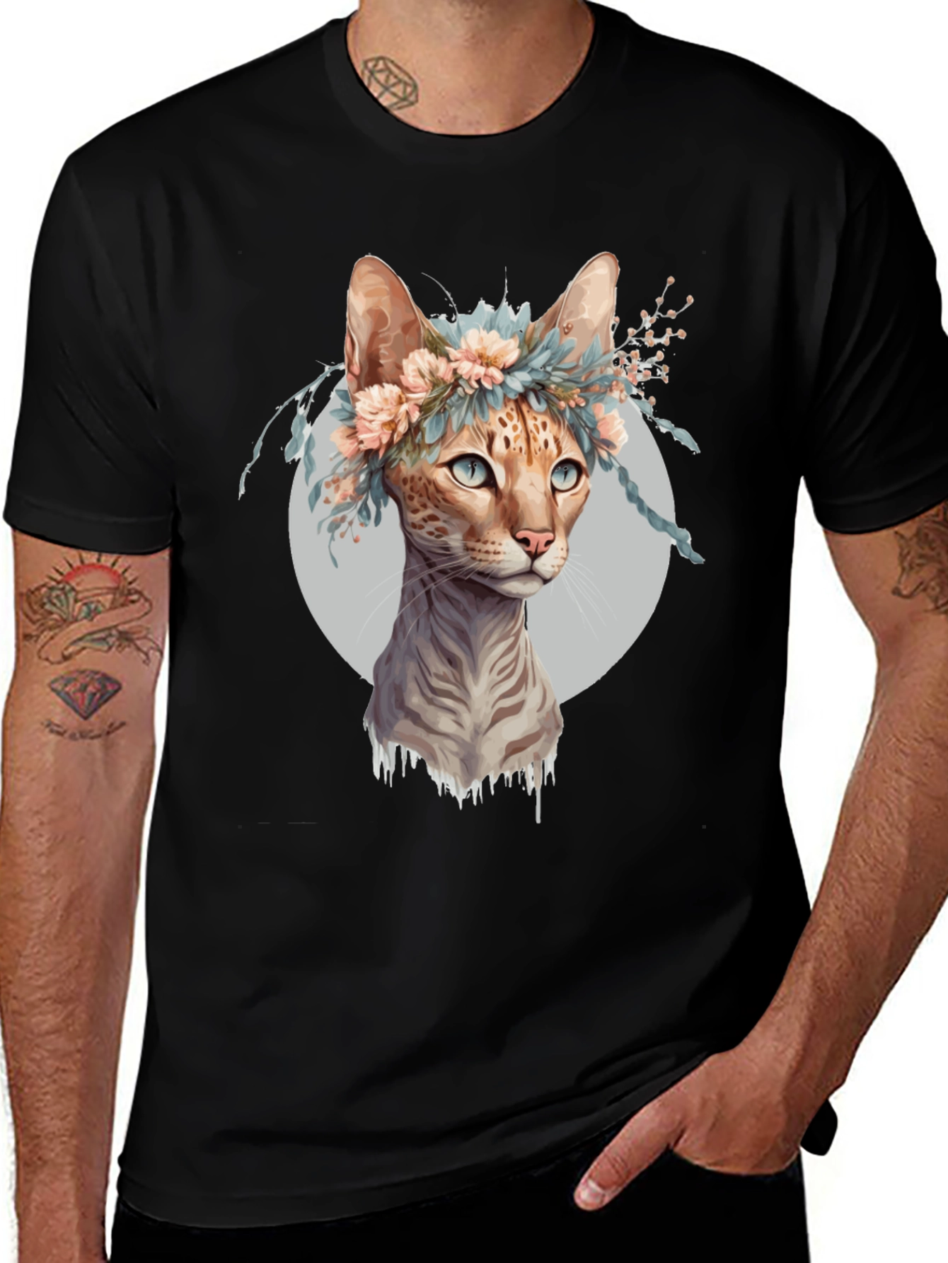 Variant 8 of Floral Cat Graphic T-Shirt - Stylish & Unique