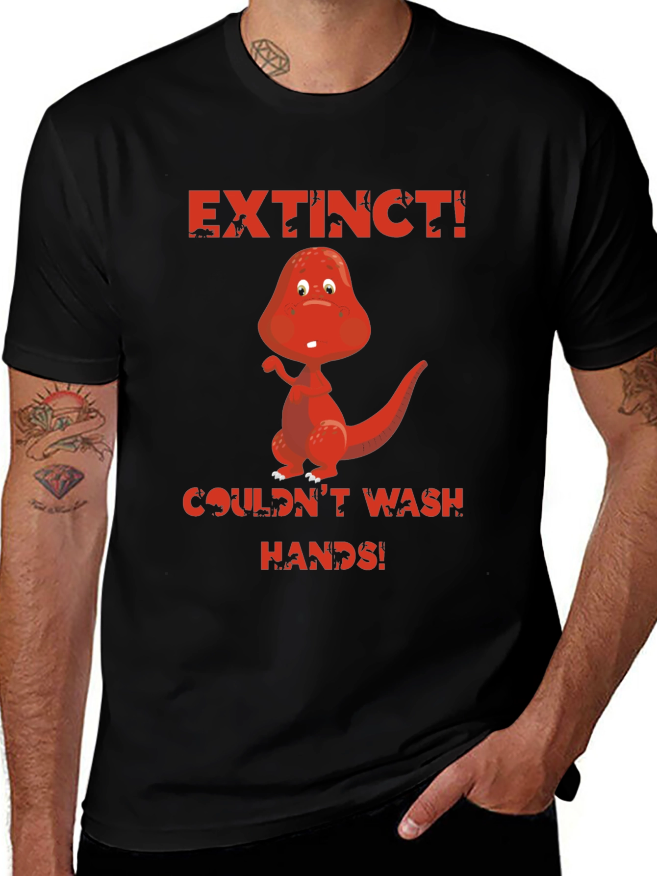 Variant 22 of Extinct Dinosaur T-Shirt - Wash Your Hands!
