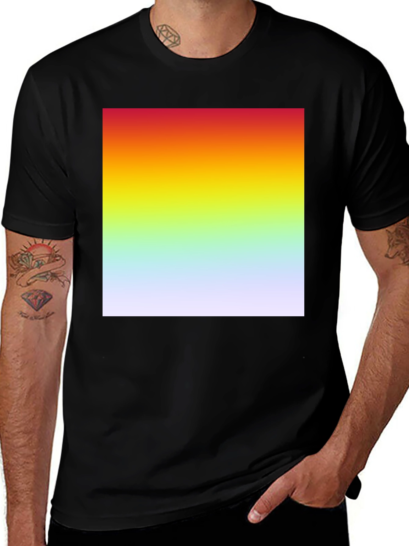 Variant 15 of Rainbow Gradient T-Shirt - Black Cotton Blend