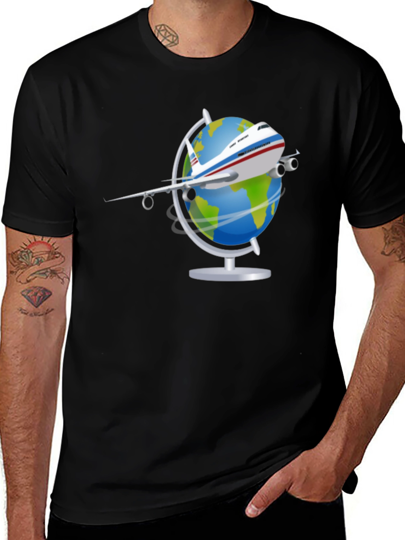 Variant 12 of Travel the World Airplane Globe Graphic Tee