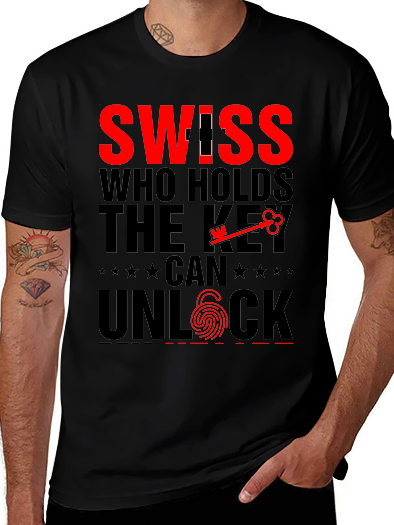 Variant 21 of Swiss Unlock Key T-Shirt - Exclusive Design