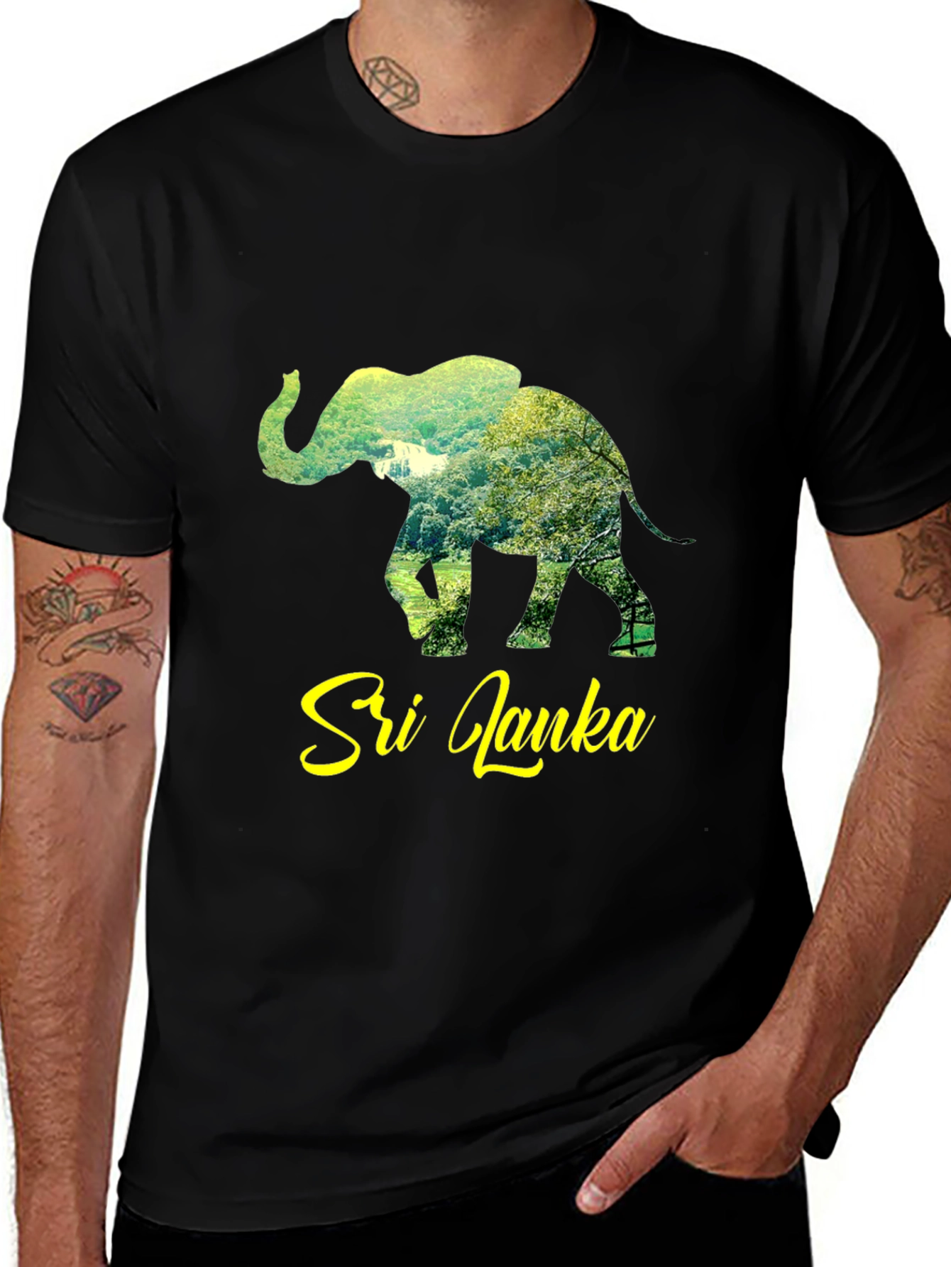 Sri Lanka Elephant Graphic Tee - Unisex Black T-Shirt