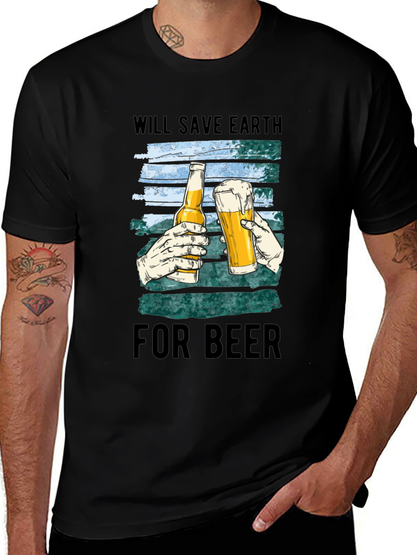 Variant 26 of Save Earth For Beer Graphic T-Shirt