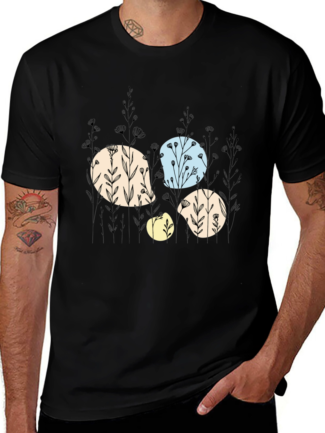 Variant 17 of Floral Design Black T-Shirt