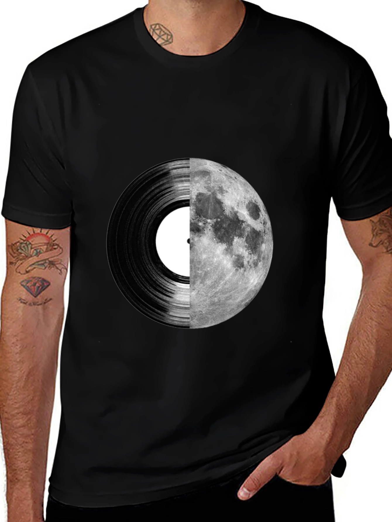 Variant 5 of Moon Vinyl Record Graphic Tee
