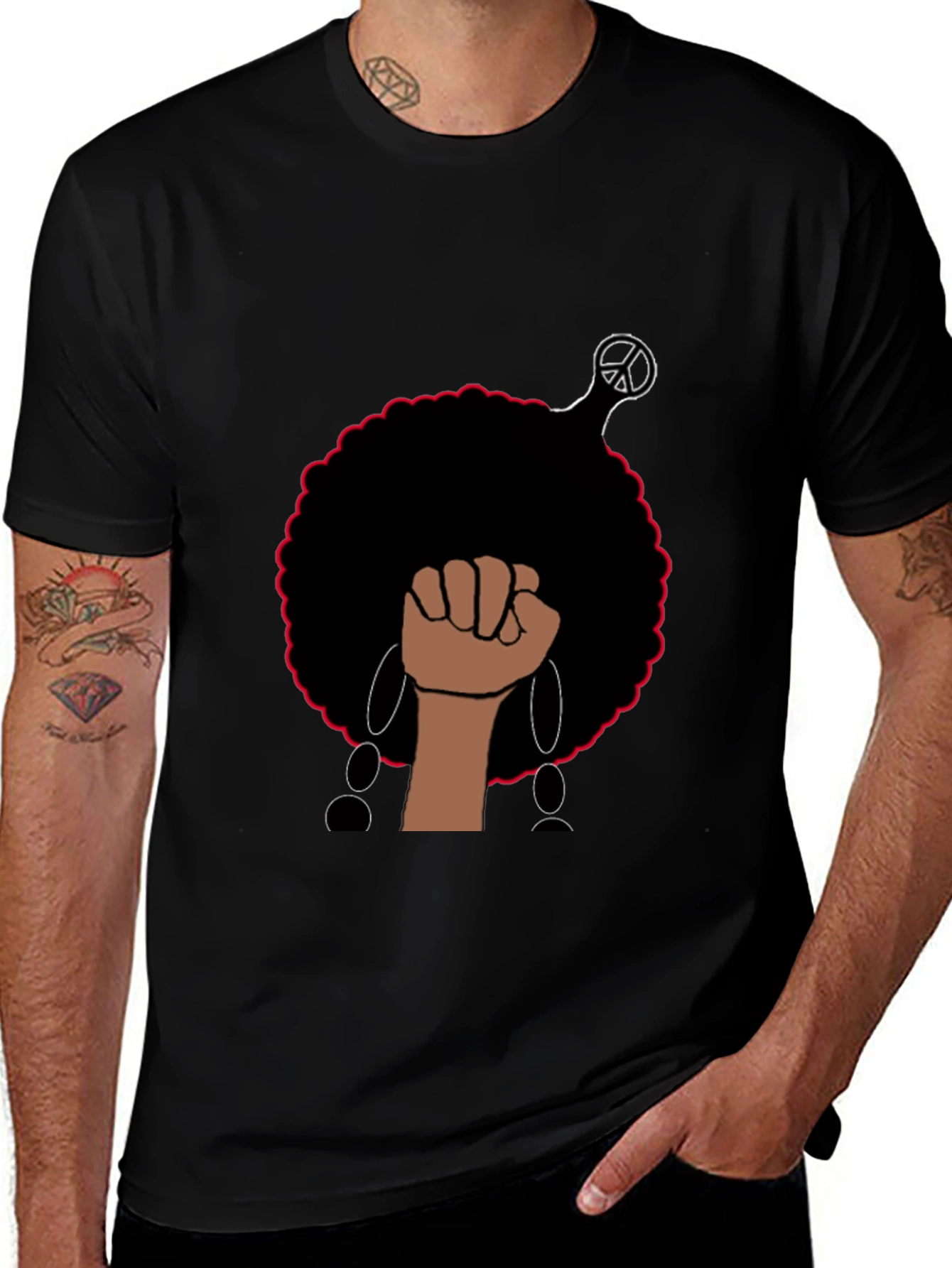 Afro Power Fist Graphic Tee - Black
