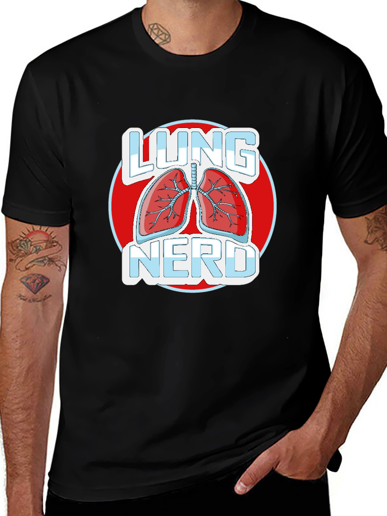 Variant 8 of Lung Nerd T-Shirt - Black, Medical Humor Apparel