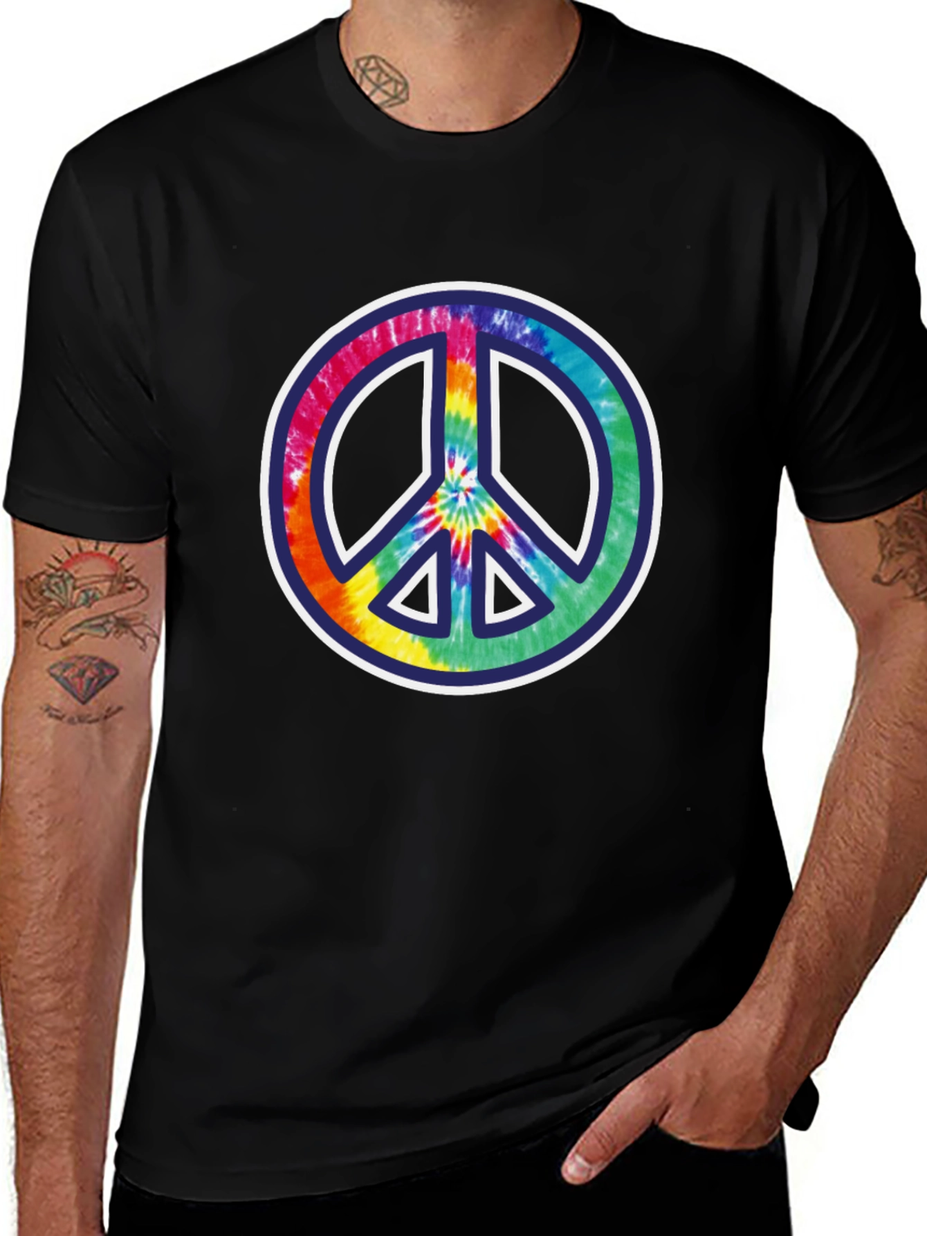 Variant 26 of Tie-Dye Peace Sign Black T-Shirt