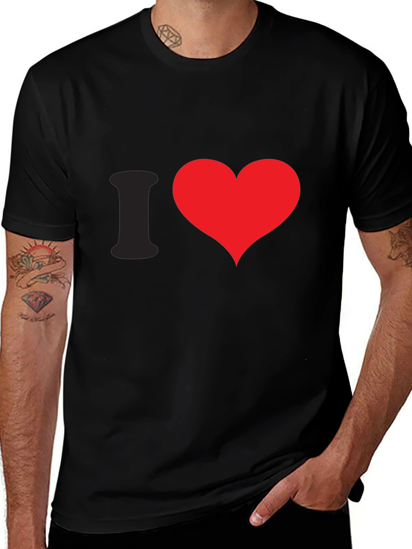 Variant 9 of I Heart Red Graphic Tee - Black Cotton Casual