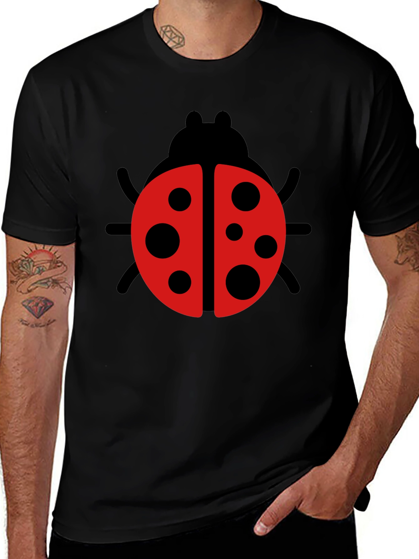 Variant 23 of Ladybug Graphic Tee - Classic Black Cotton Shirt