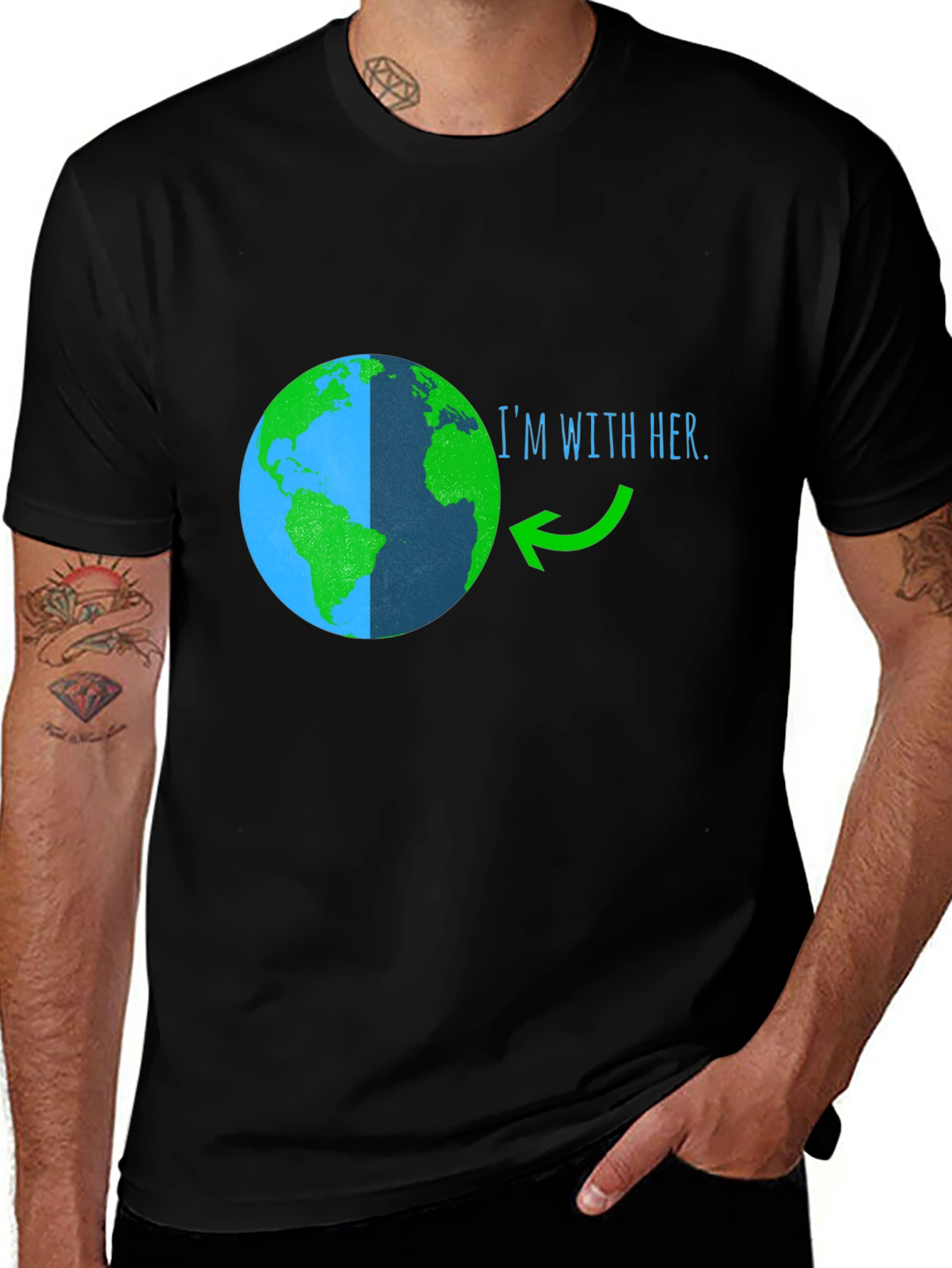 Variant 15 of I'm With Her Planet Earth Graphic Tee - Black