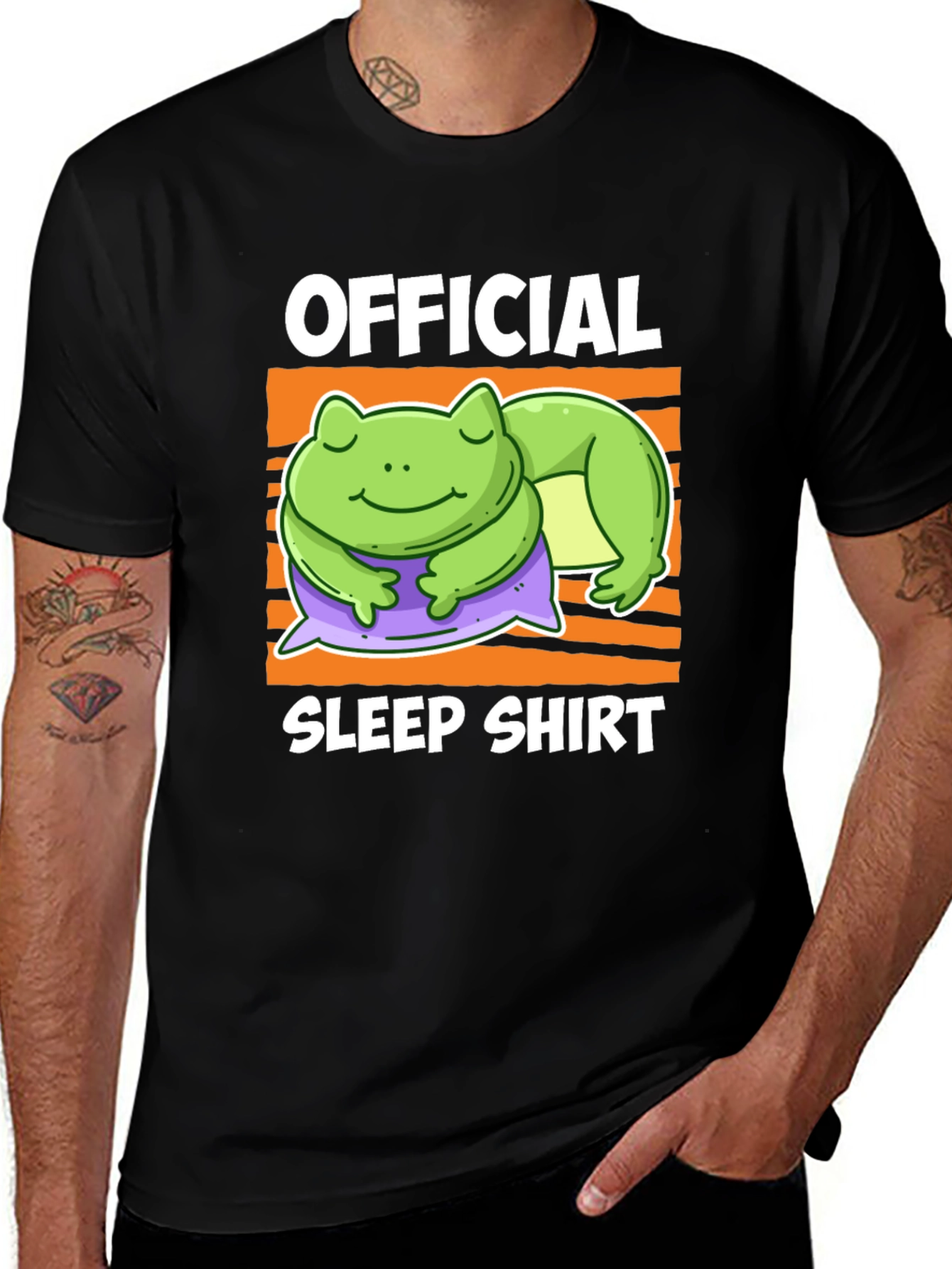 Black Official Sleep Shirt - Lazy Frog Graphic Tee main image