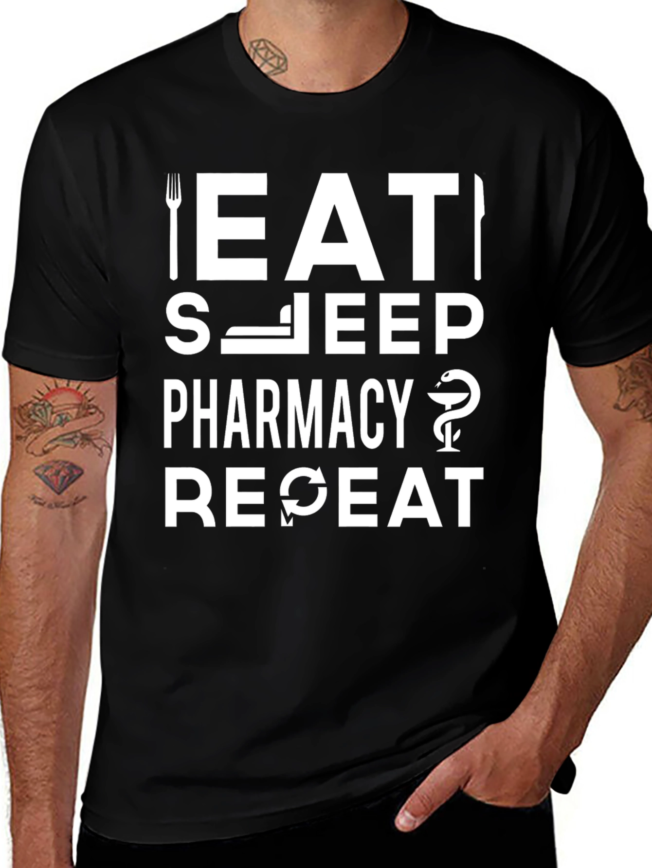 Eat Sleep Pharmacy Repeat Graphic T-Shirt