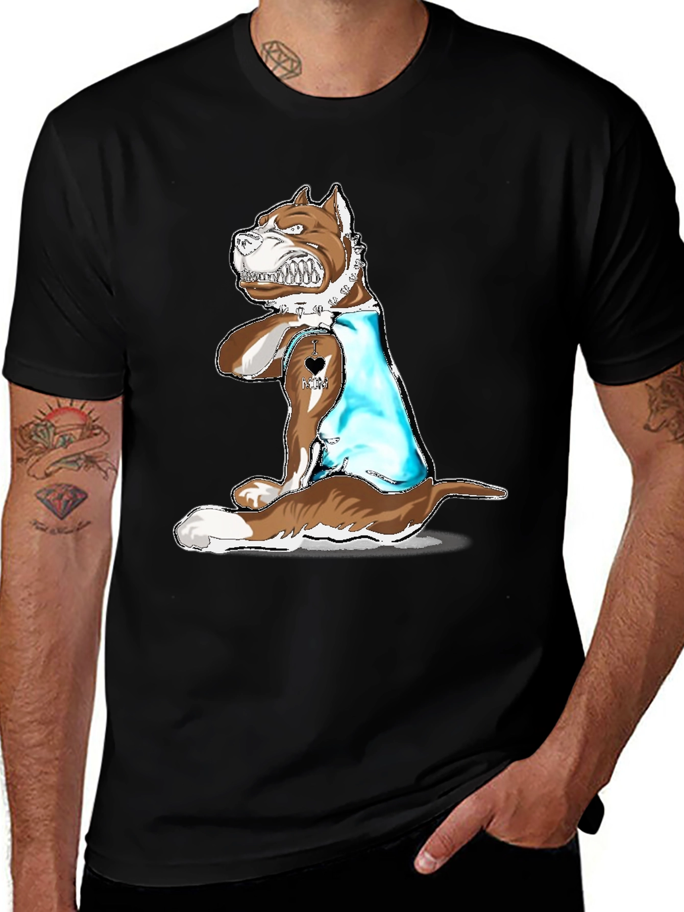 Variant 22 of Dog Lover T-Shirt - I Love Mom Tattoo
