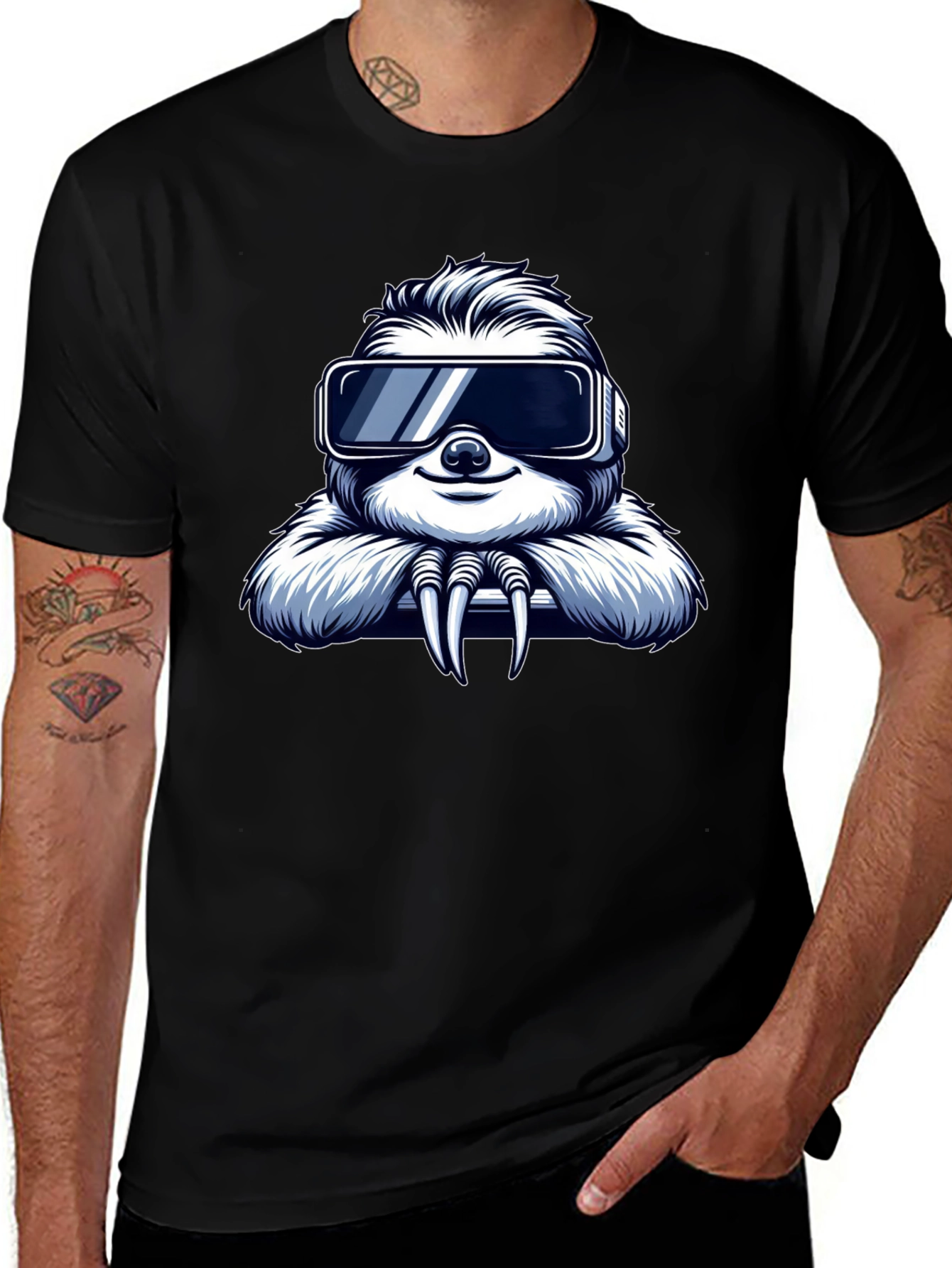 Variant 6 of VR Sloth Graphic Tee - Cool Gamer Shirt