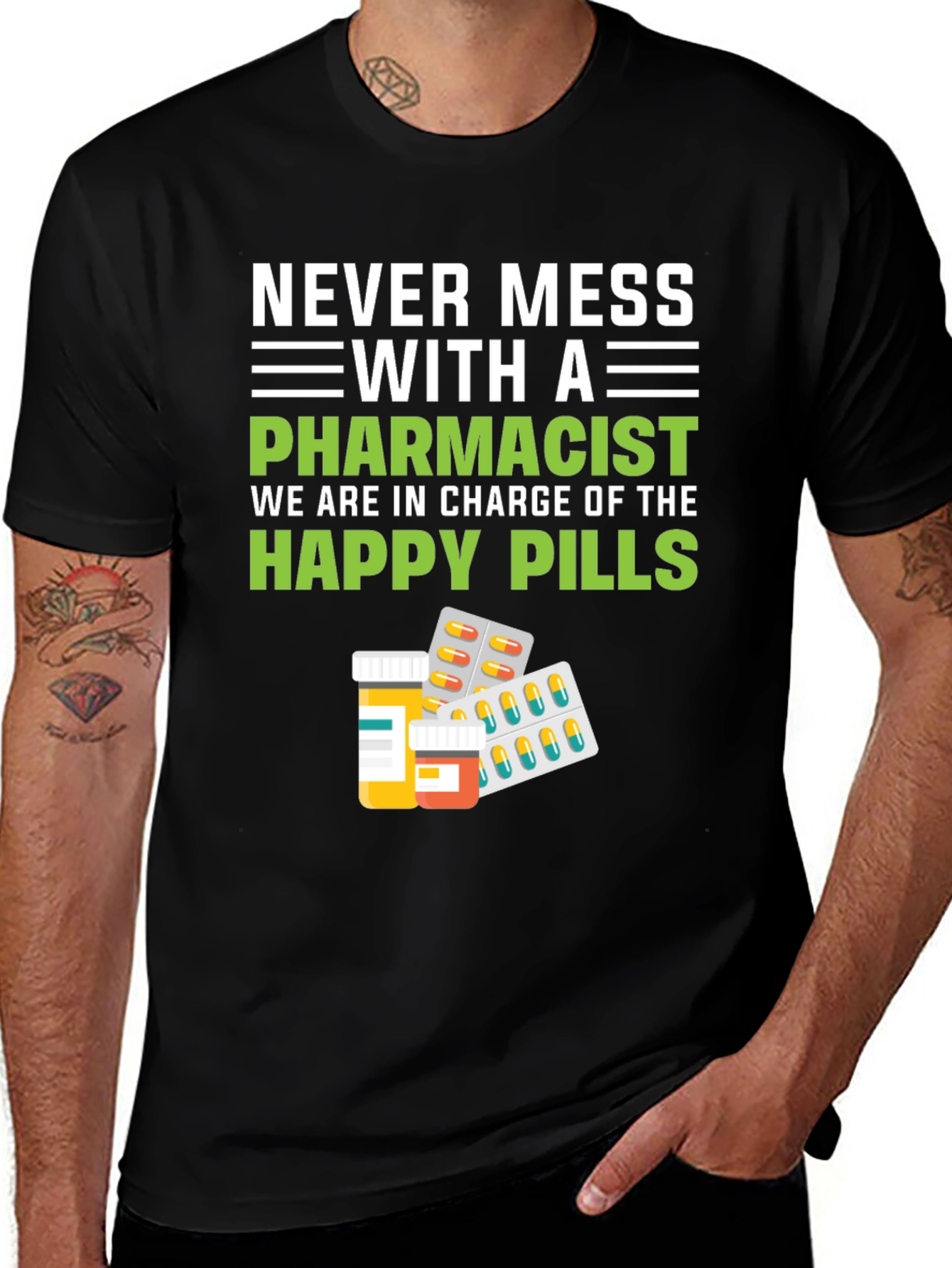 Variant 19 of Pharmacist Happy Pills T-Shirt - Funny Pharmacy Tee
