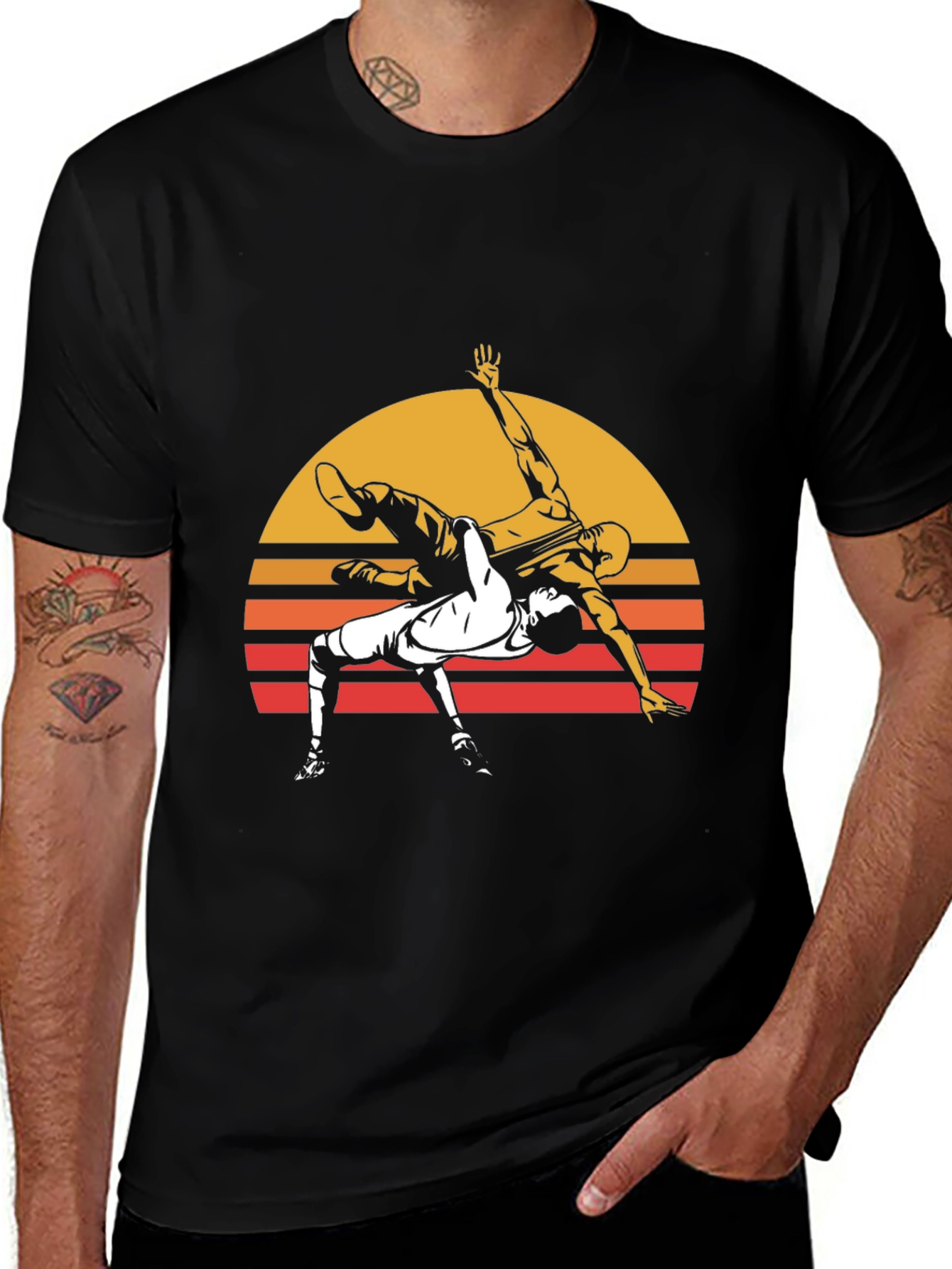 Variant 24 of Wrestling Sunset Graphic Tee - Black