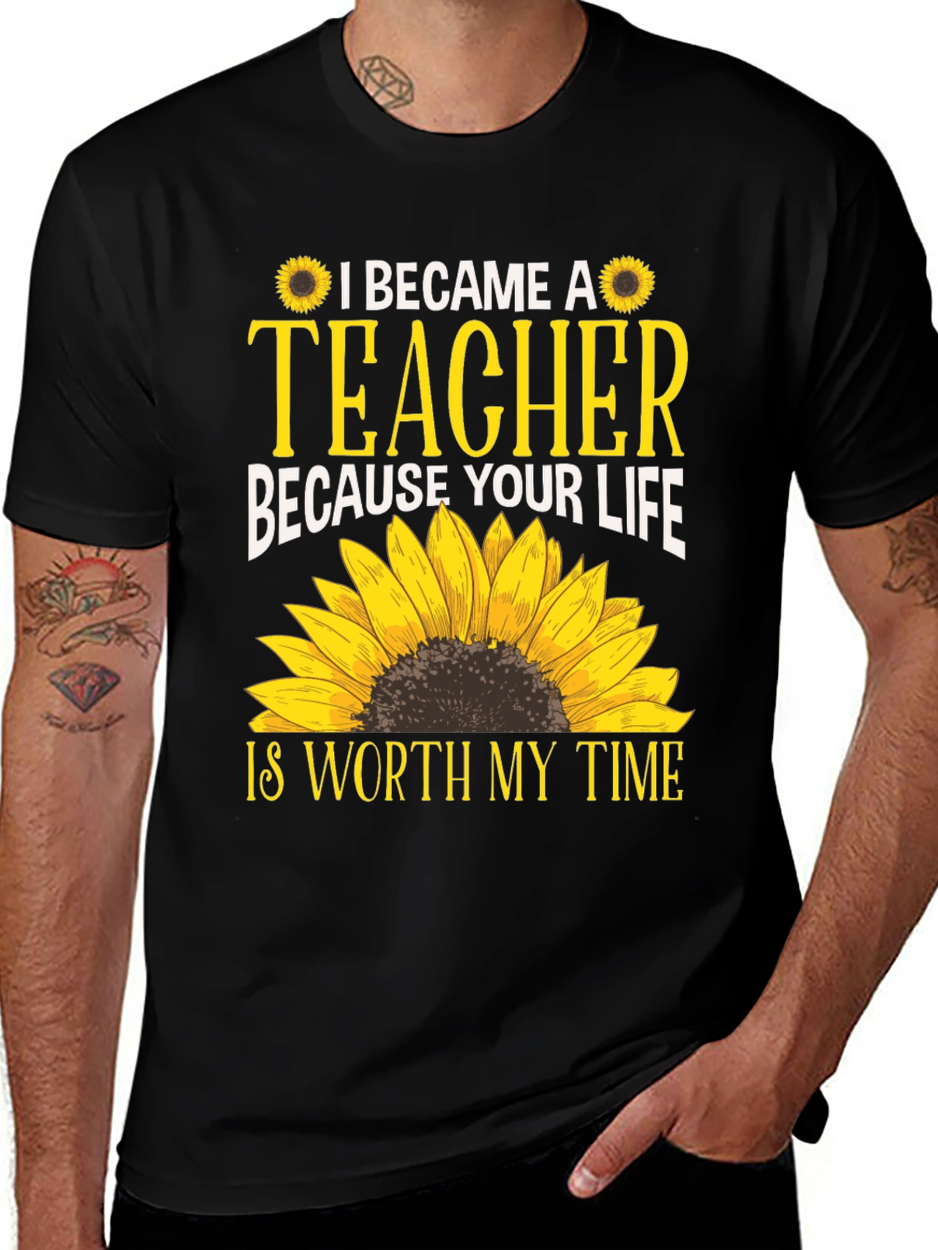 Variant 14 of Teacher Sunflower Graphic Tee - Worth My Time