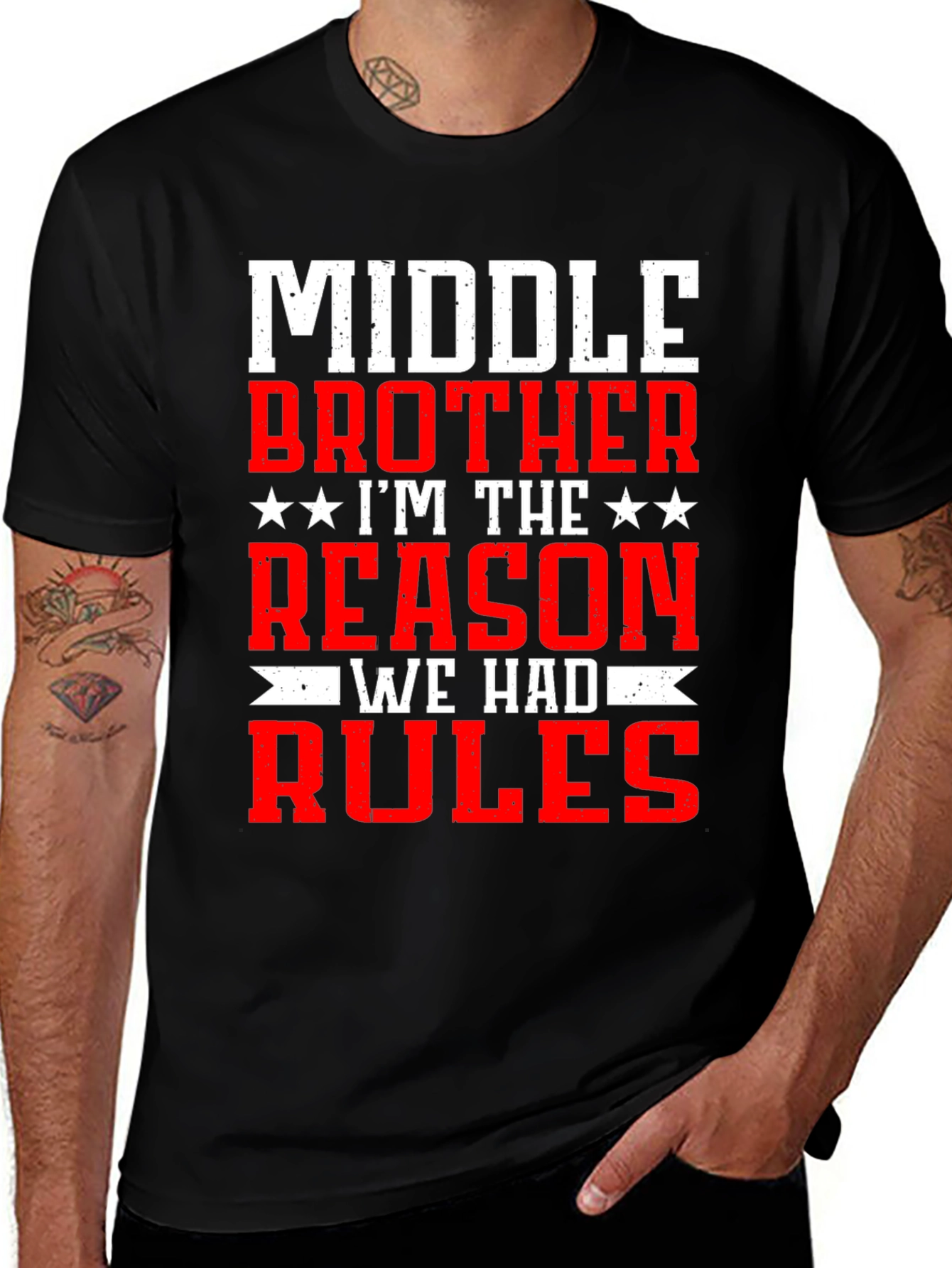 Variant 20 of Middle Brother Reason Rules T-Shirt