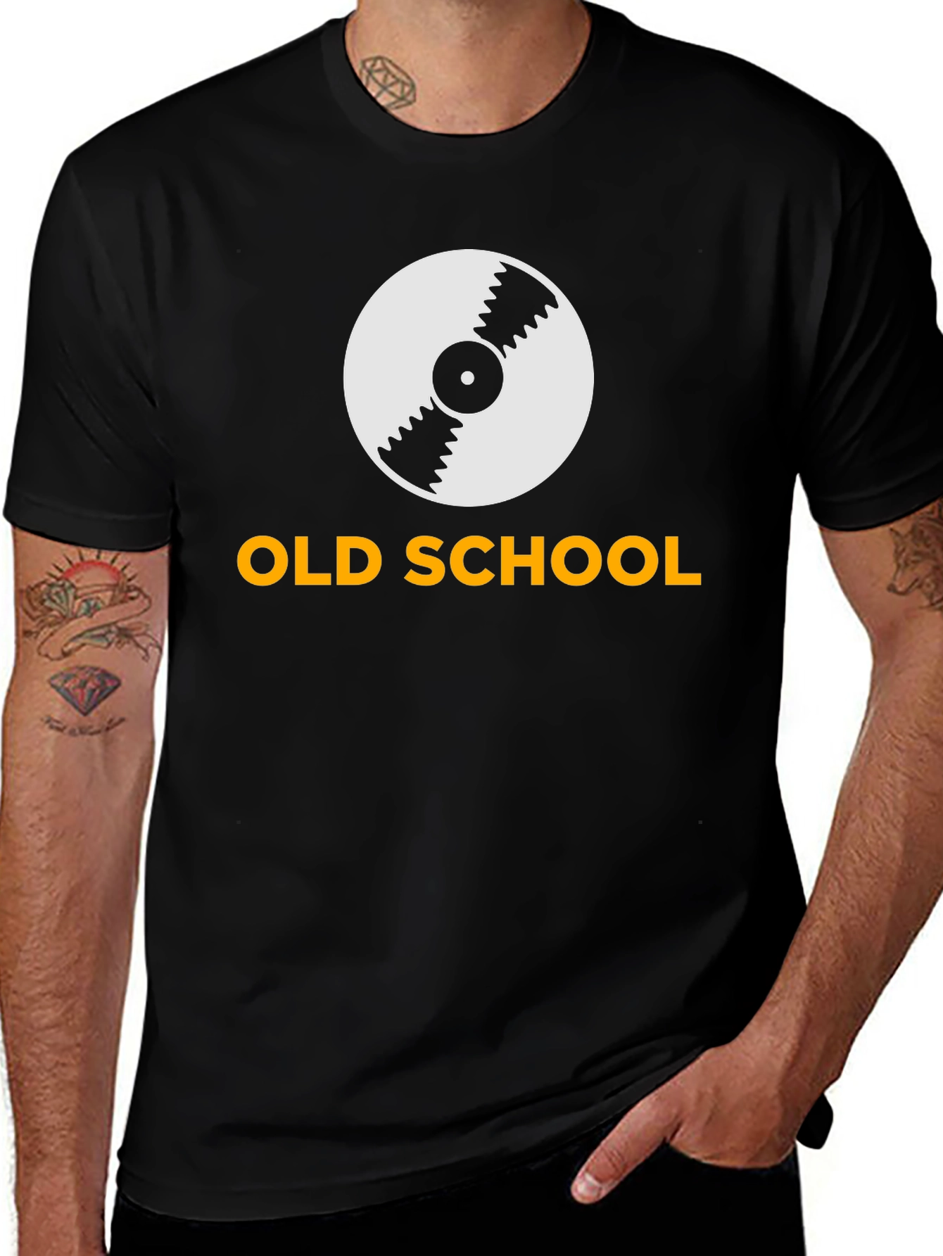 Variant 19 of Old School Record Graphic Tee - Black