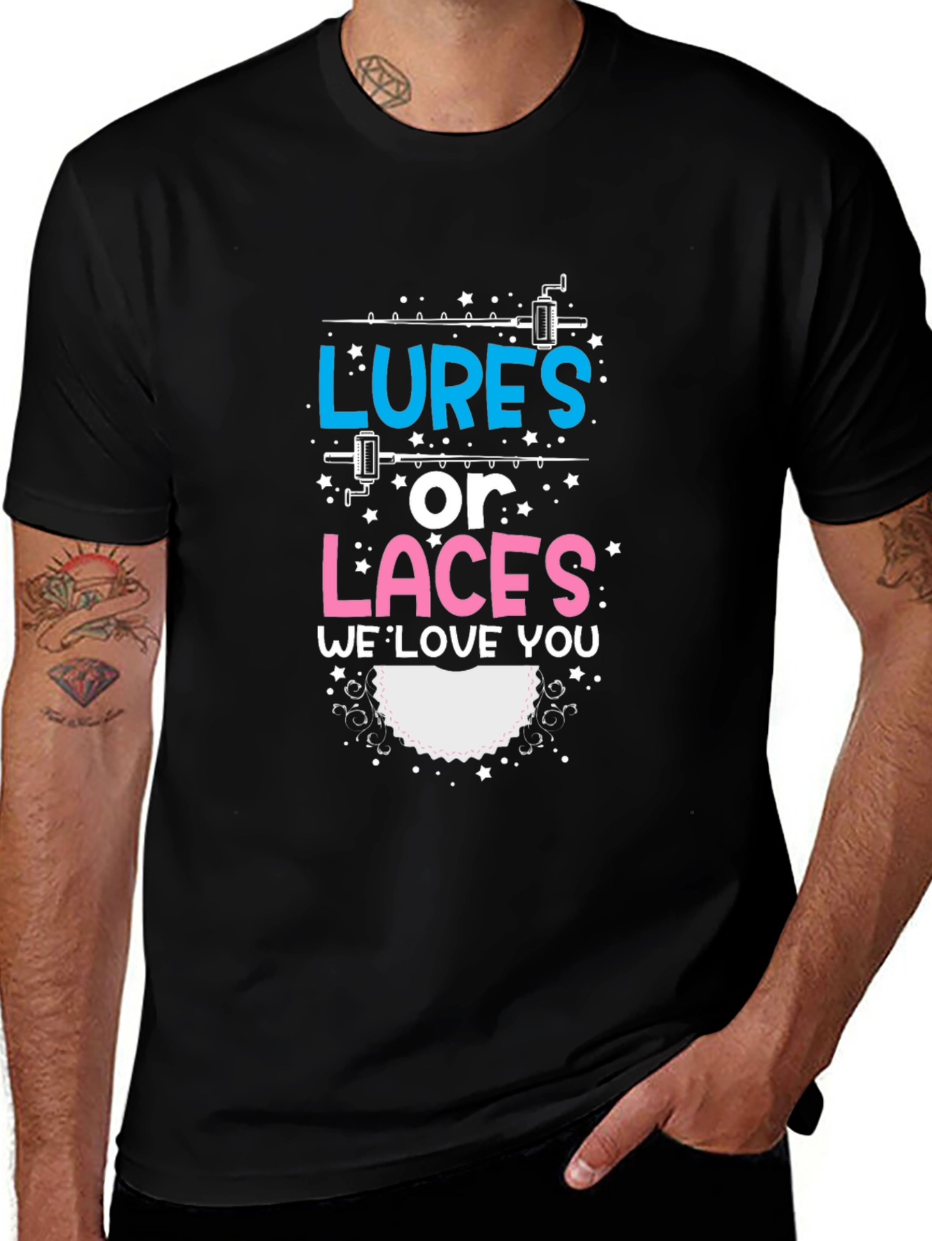 Variant 29 of Lures or Laces Gender Reveal T-Shirt