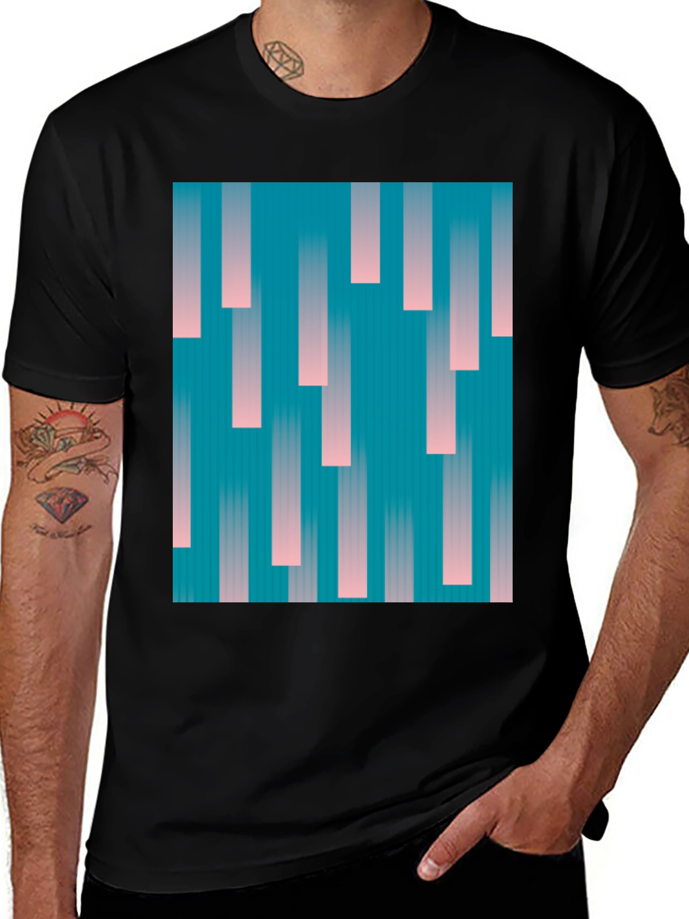 Variant 26 of Retro Vertical Stripe Graphic Tee