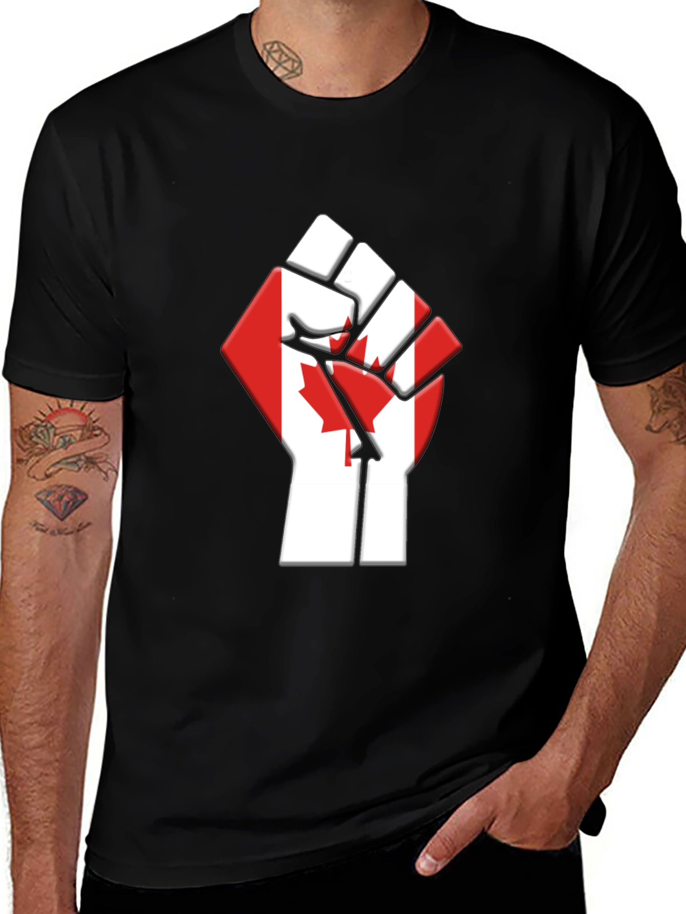 Canadian Flag Fist T-Shirt - Black