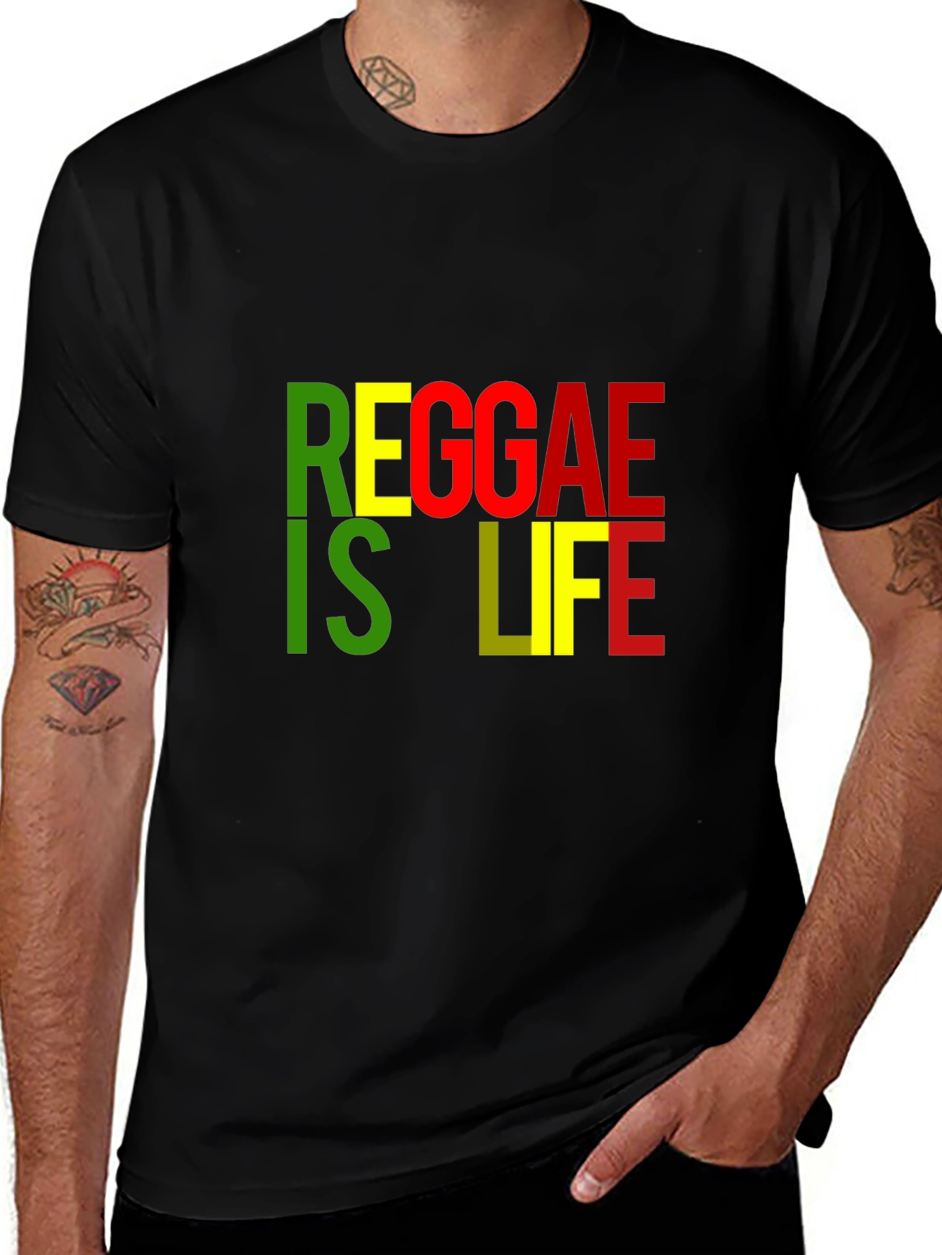 Variant 30 of Reggae Is Life Black T-Shirt