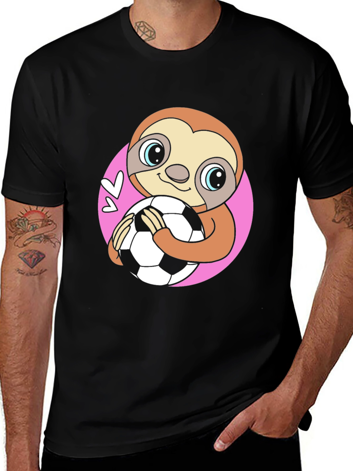 Black Sloth Soccer Fan T-Shirt - Cute Animal Tee main image