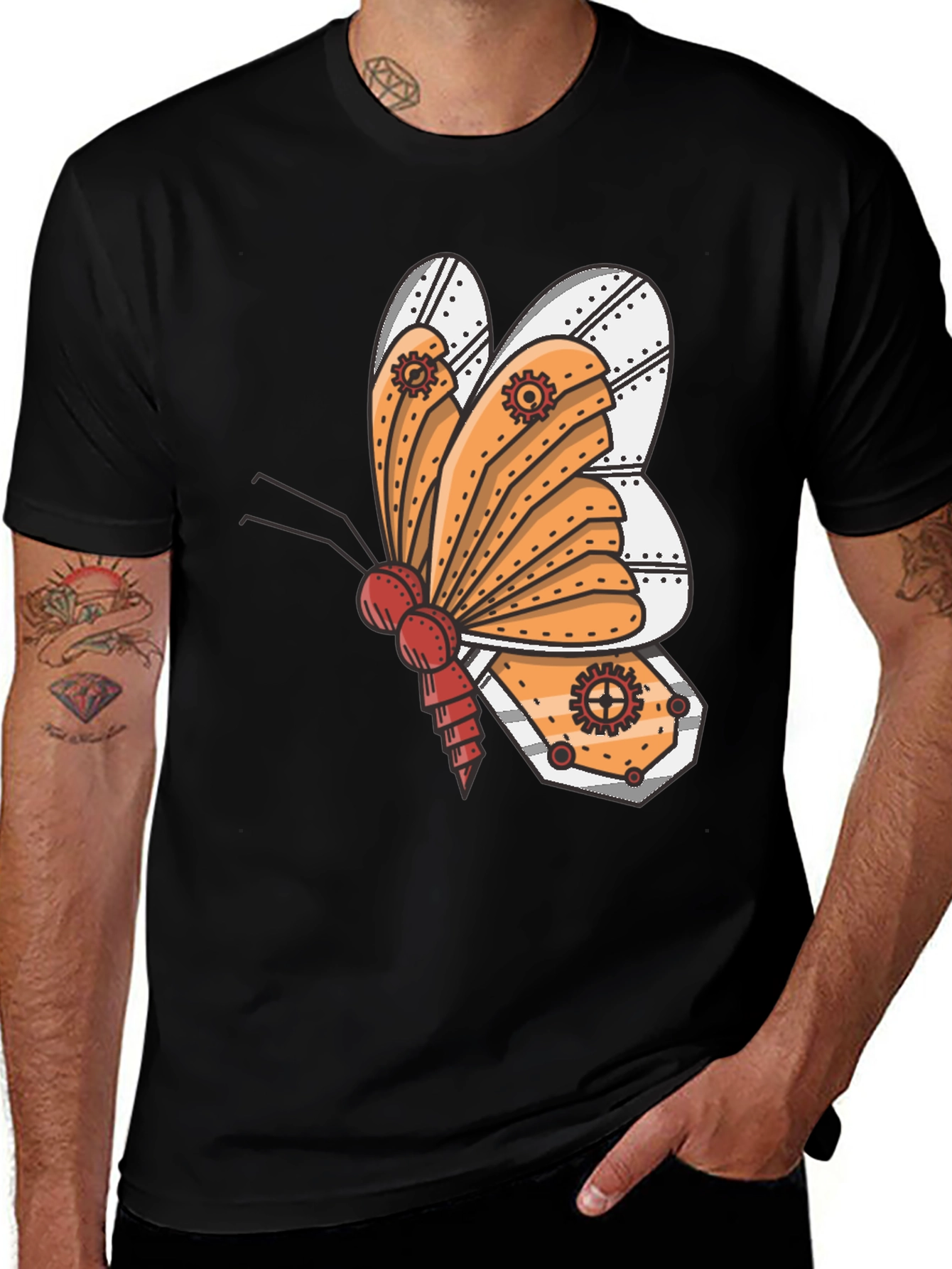 Variant 7 of Steampunk Butterfly Graphic Tee - Unique Design!