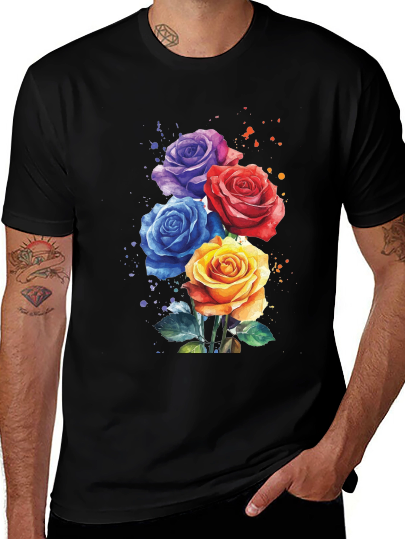 Variant 23 of Watercolor Rose T-Shirt - Floral Graphic Tee