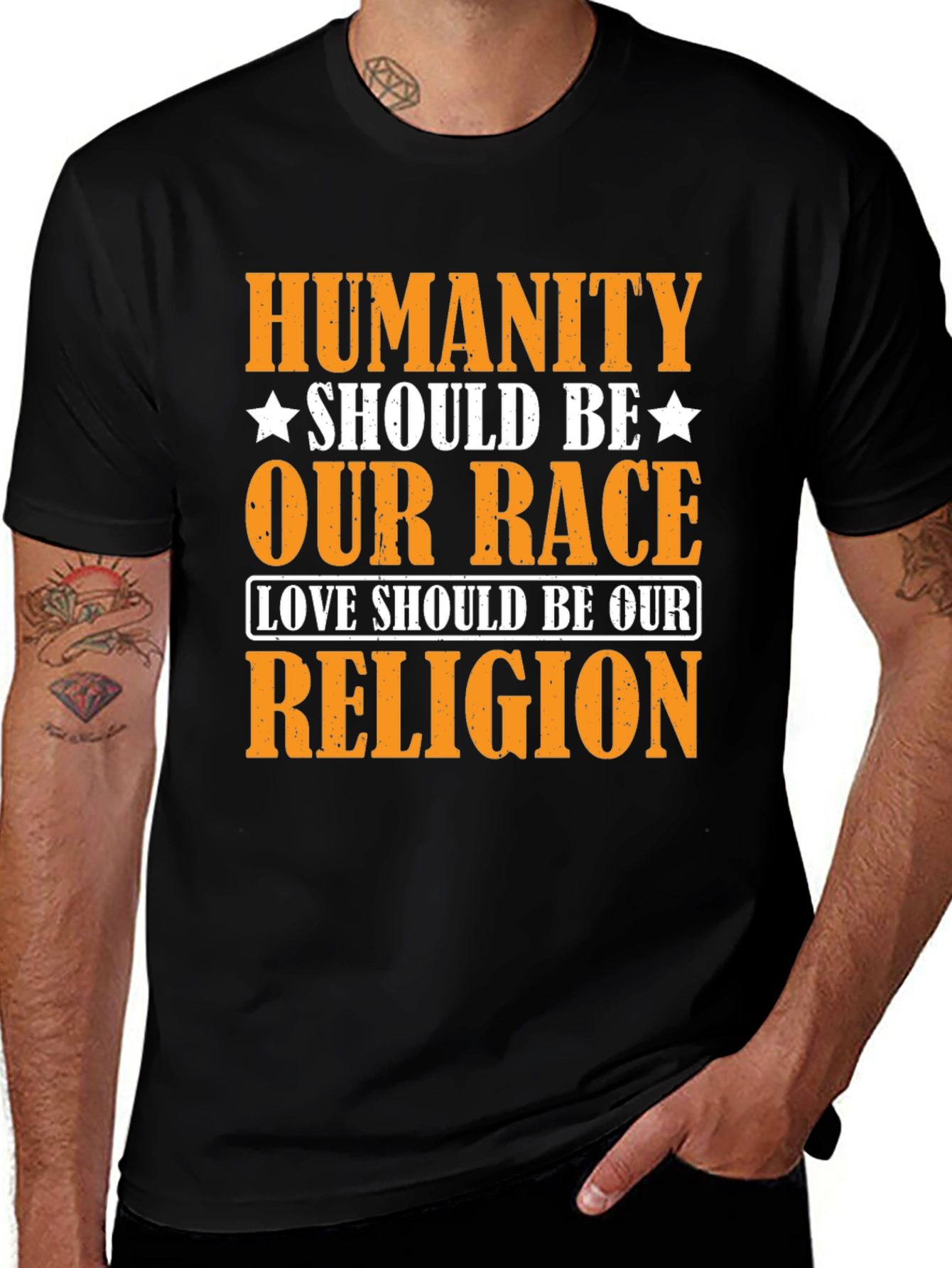 Variant 10 of Humanity Our Race, Love Our Religion Graphic T-Shirt