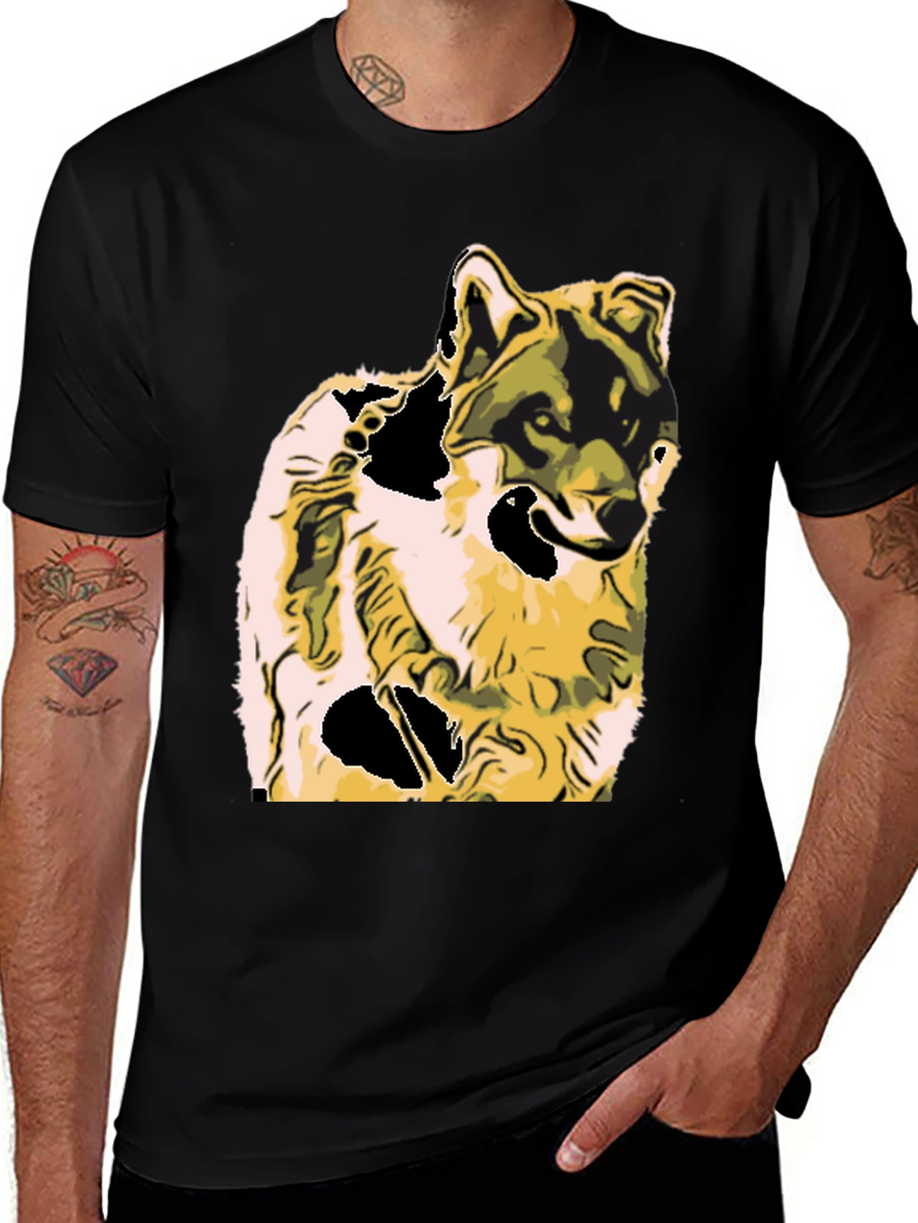 Variant 16 of Wolf Graphic Print Black T-Shirt
