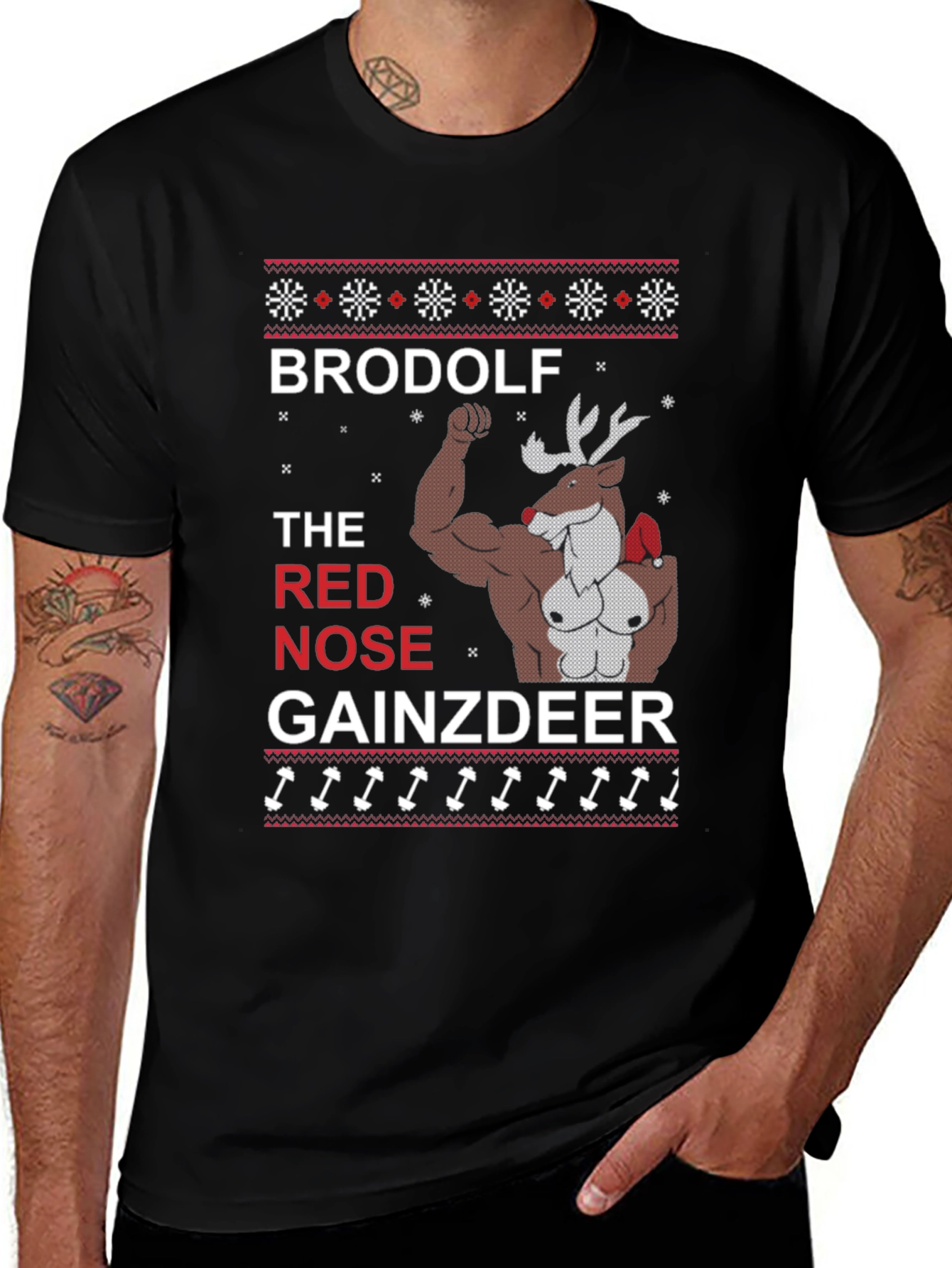 Variant 27 of Brodolf Gainzdeer Funny Christmas T-Shirt