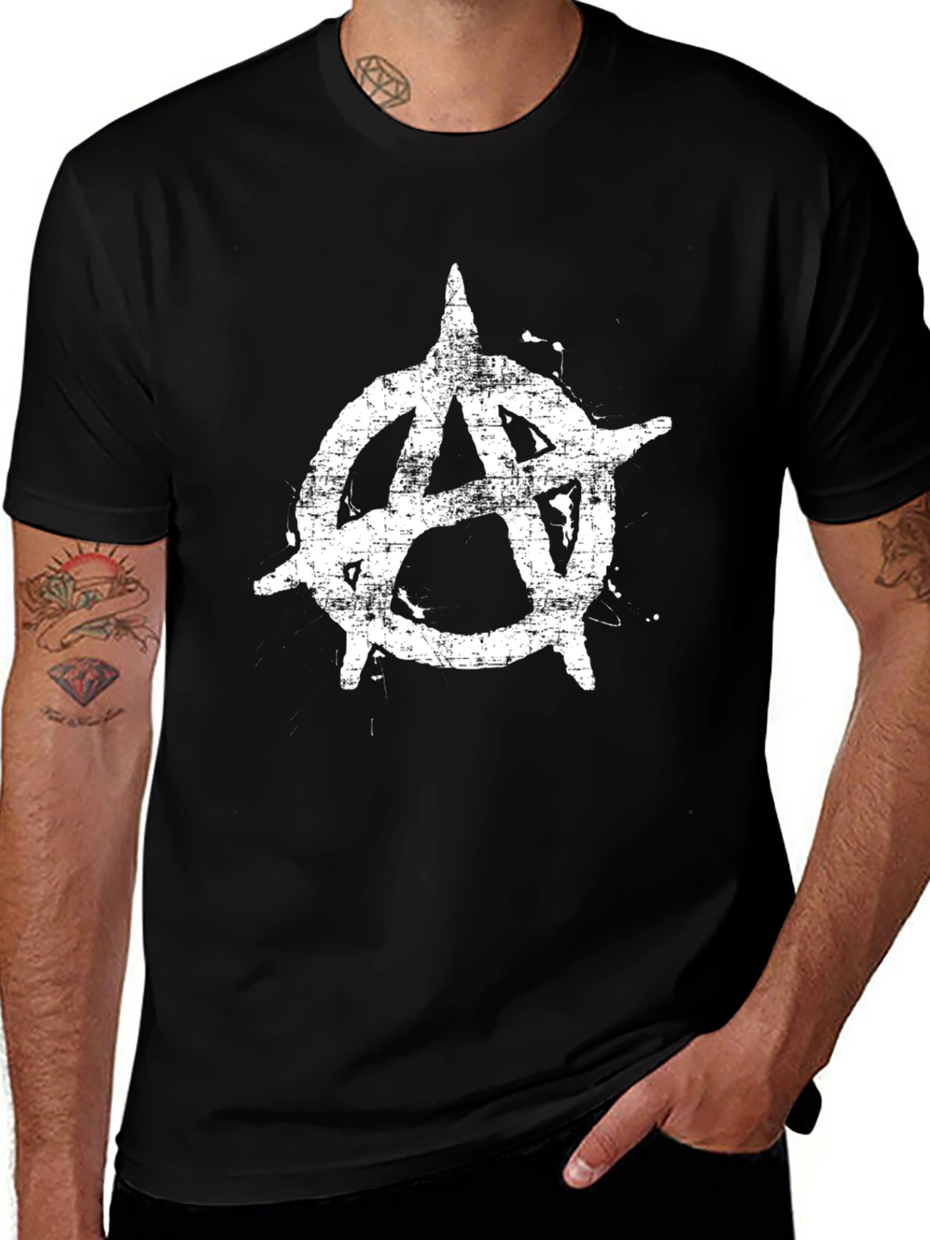 Variant 29 of Anarchy Symbol Graphic Tee - Distressed Print