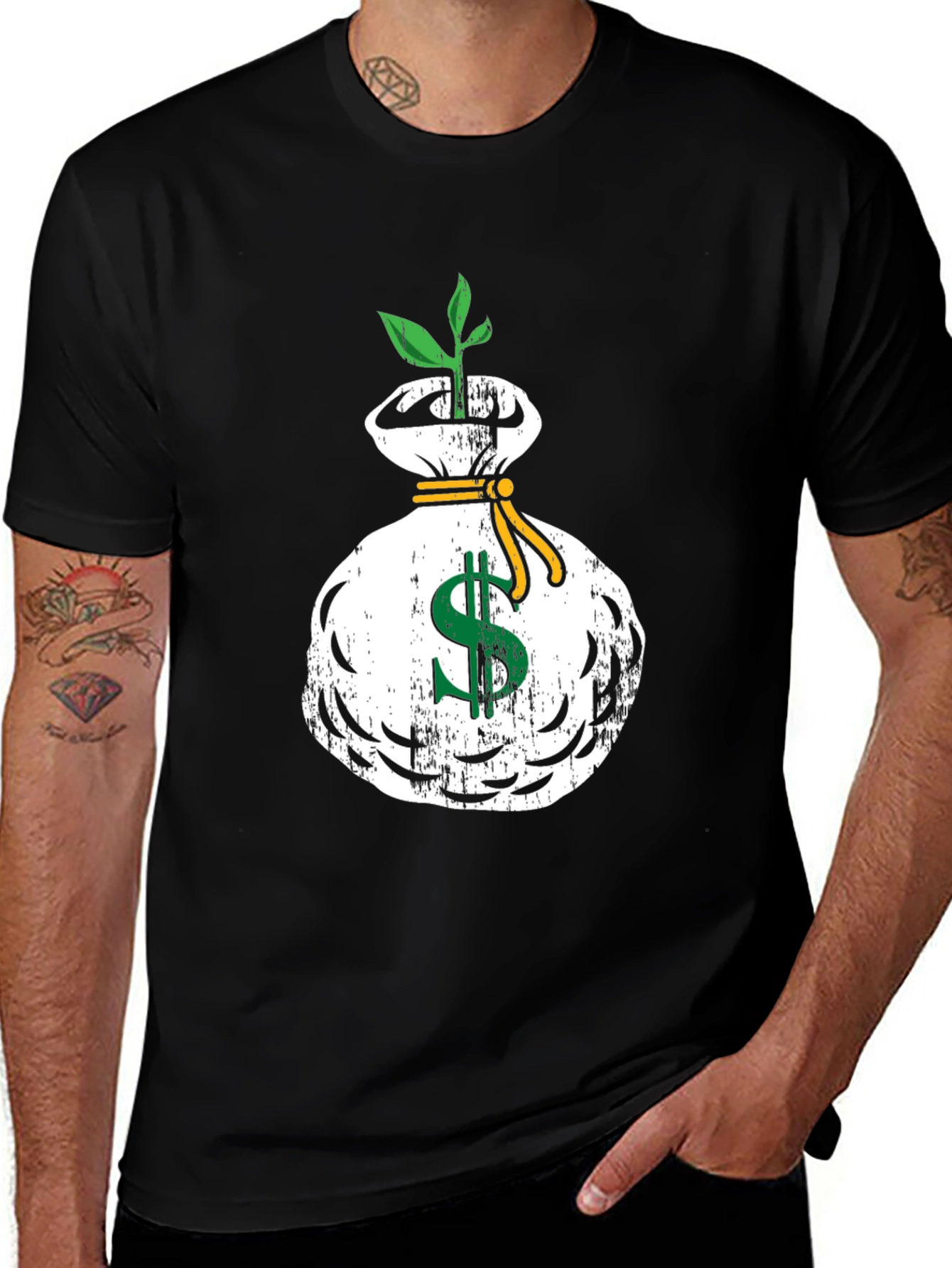 Variant 23 of Money Tree Graphic T-Shirt - Black Casual Tee